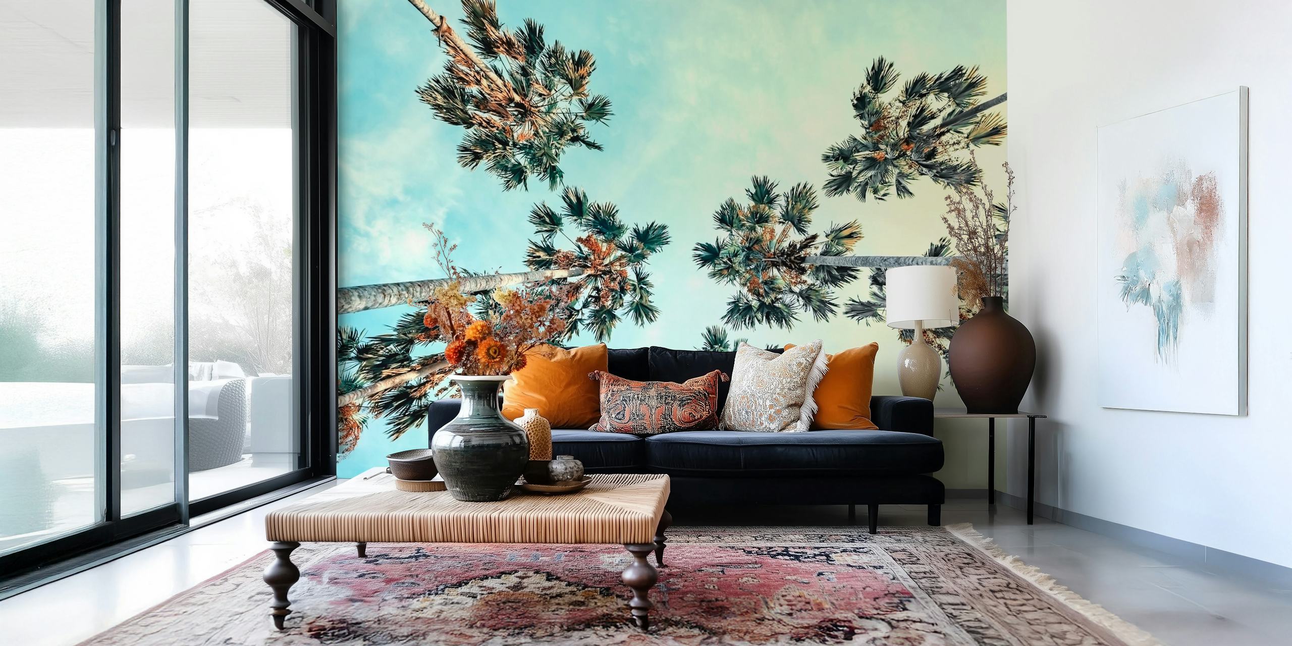 Tropical palm tree wallpaper design