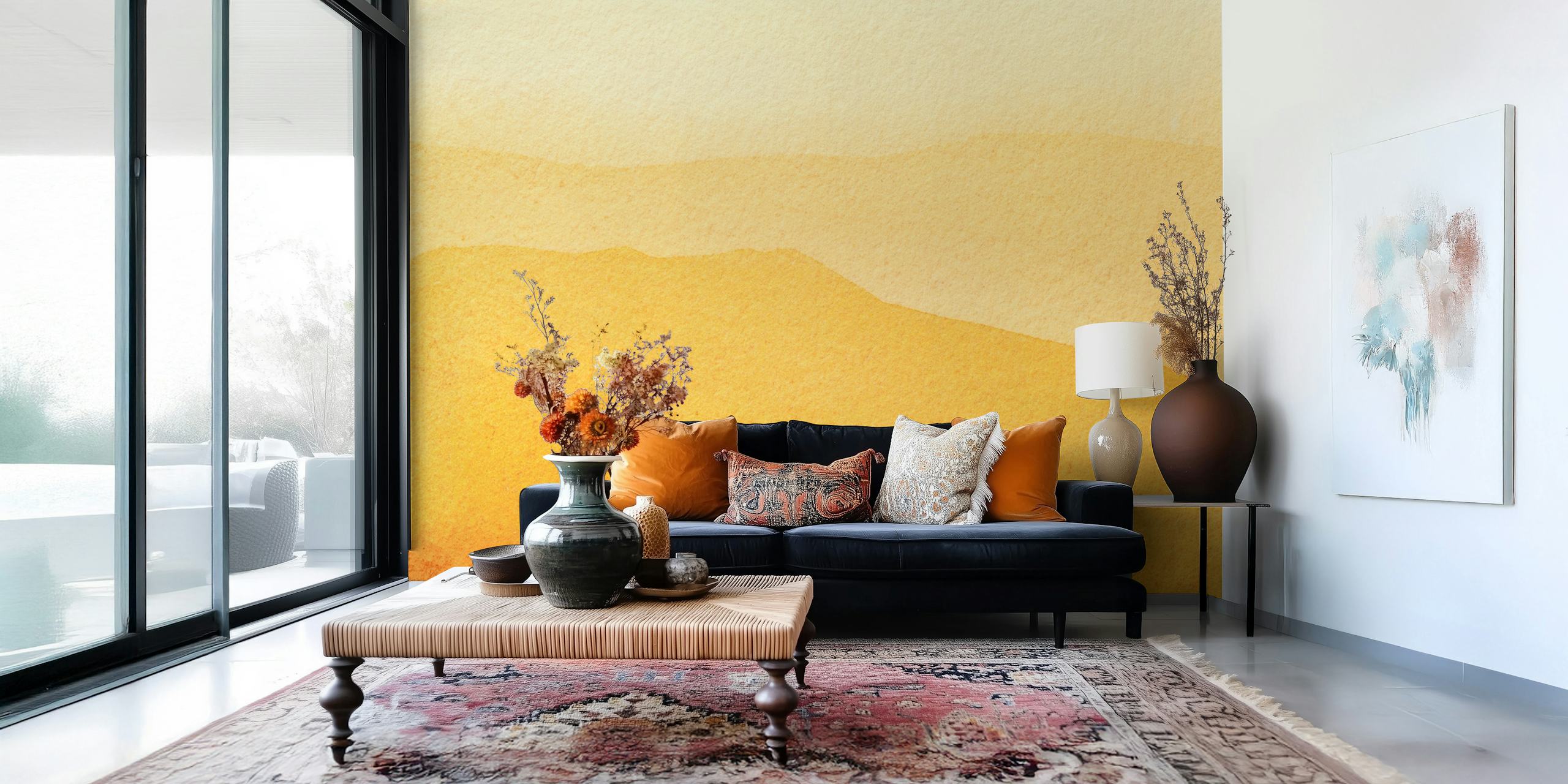 Yellow watercolor gradient tapet i rummet