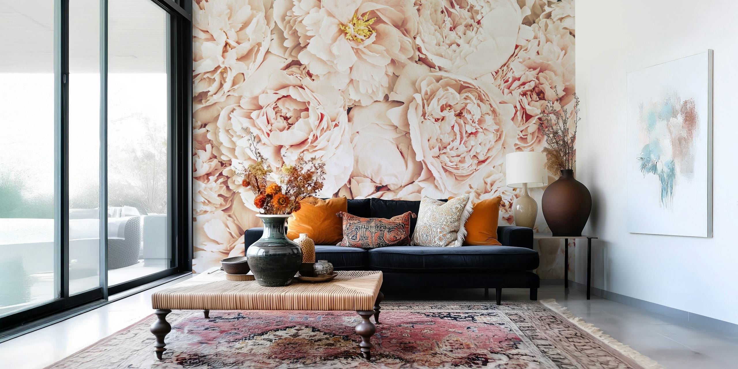 Peony Flowerwall in a cheerful room.