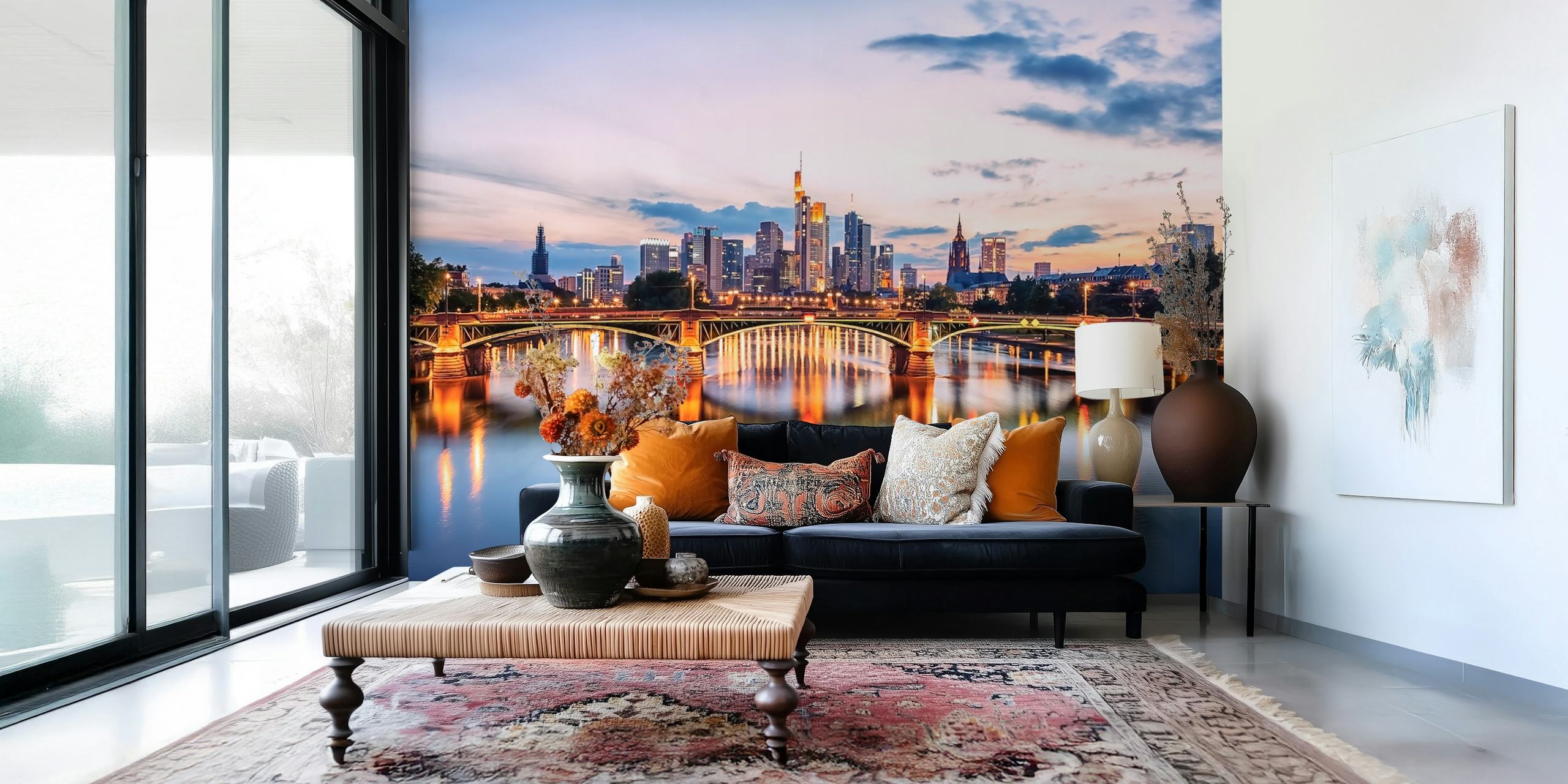 Tapeta městské krajiny Frankfurtu - Prémiový design nástěnné malby