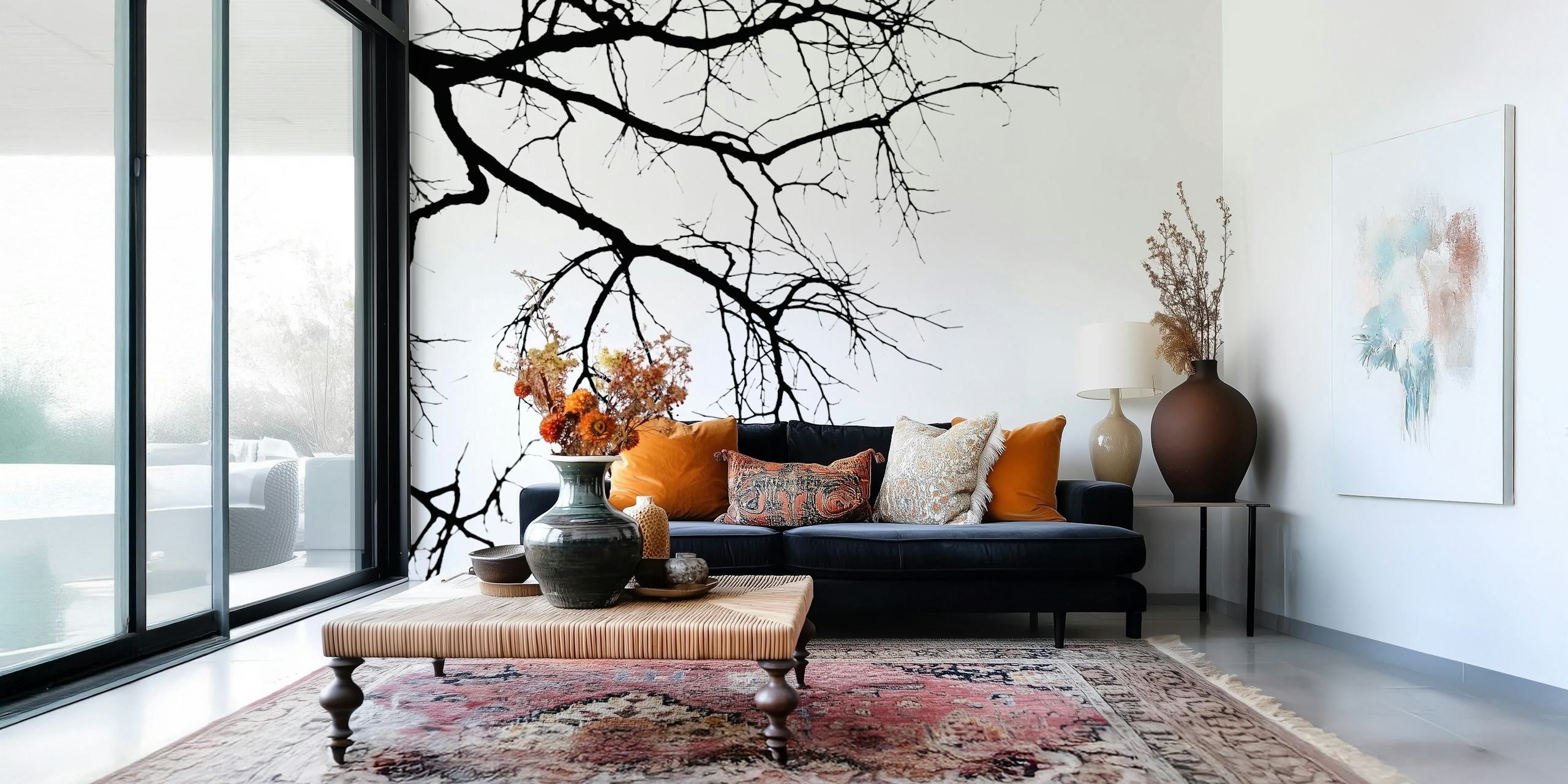 Wallpaper featuring tree branches silhouettes