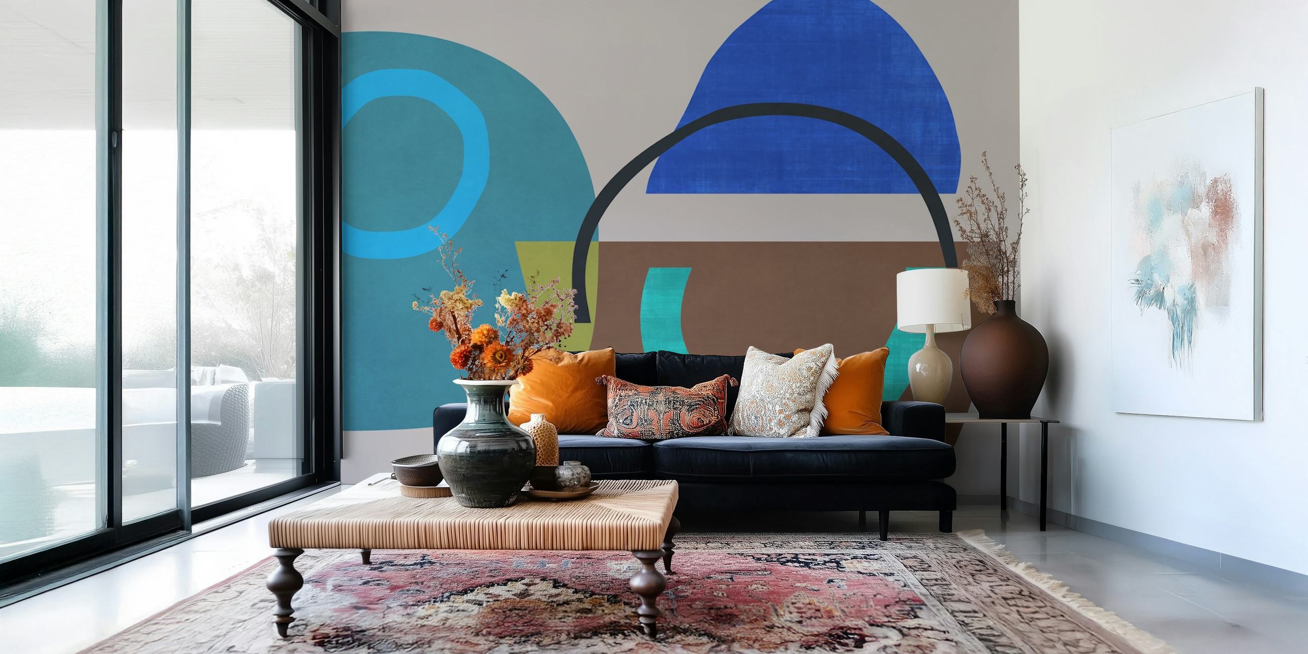 Colorful abstract wallpaper design in room