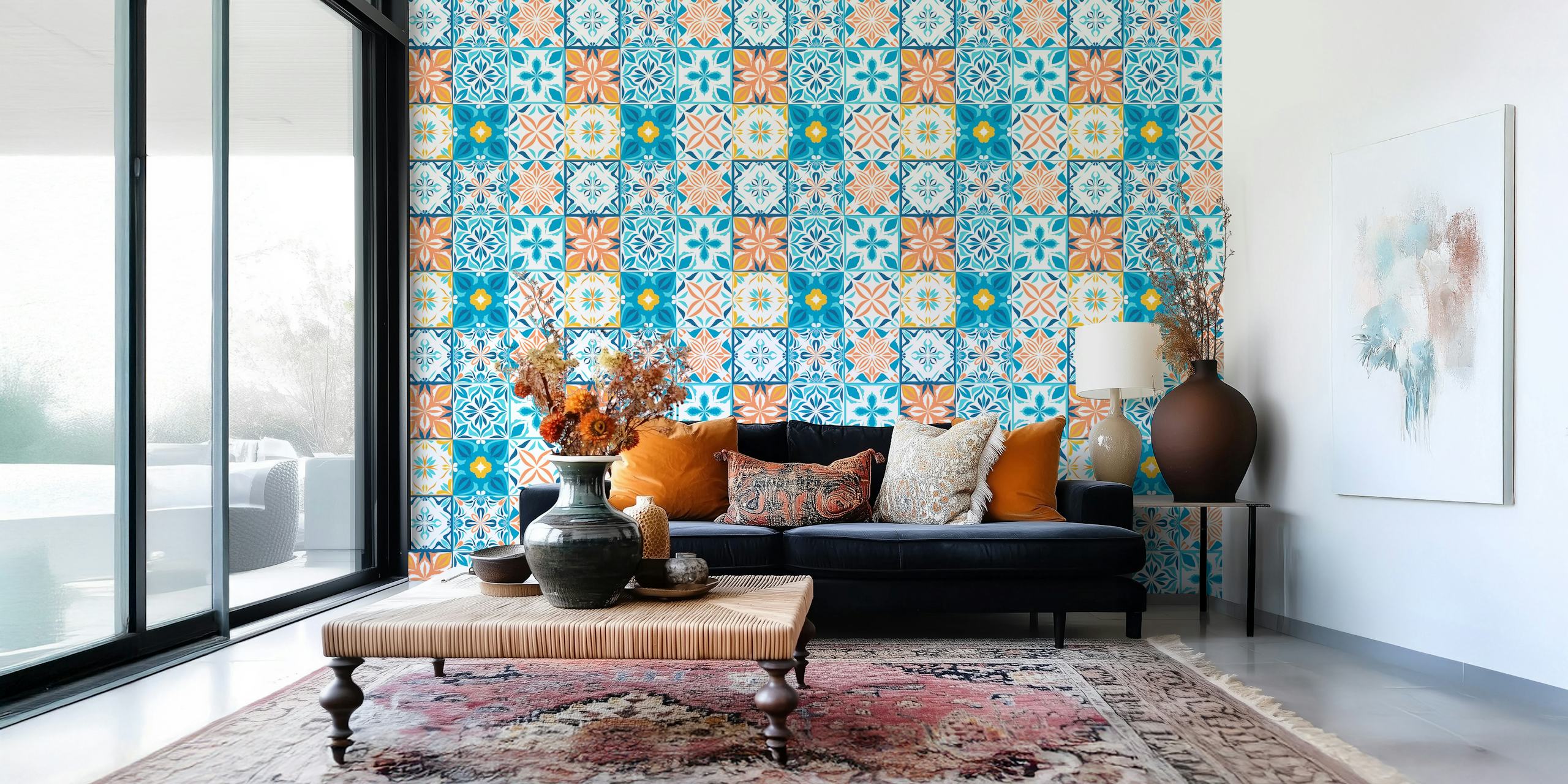Tapeta Ornate tiles wyświetlana w pokoju