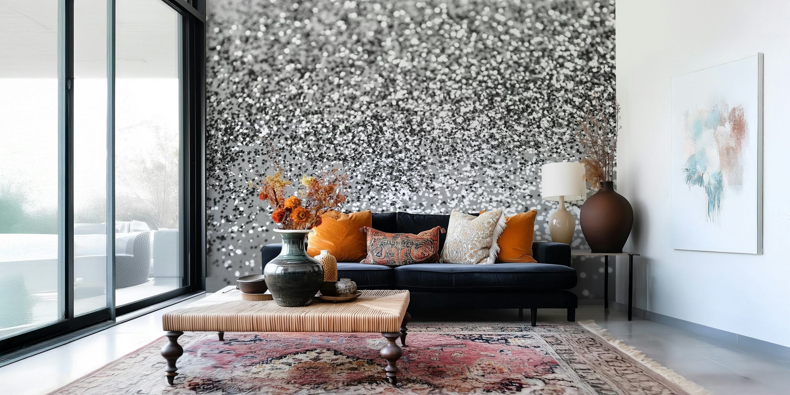 Silver Gray Glitter 5 wallpaper in a room