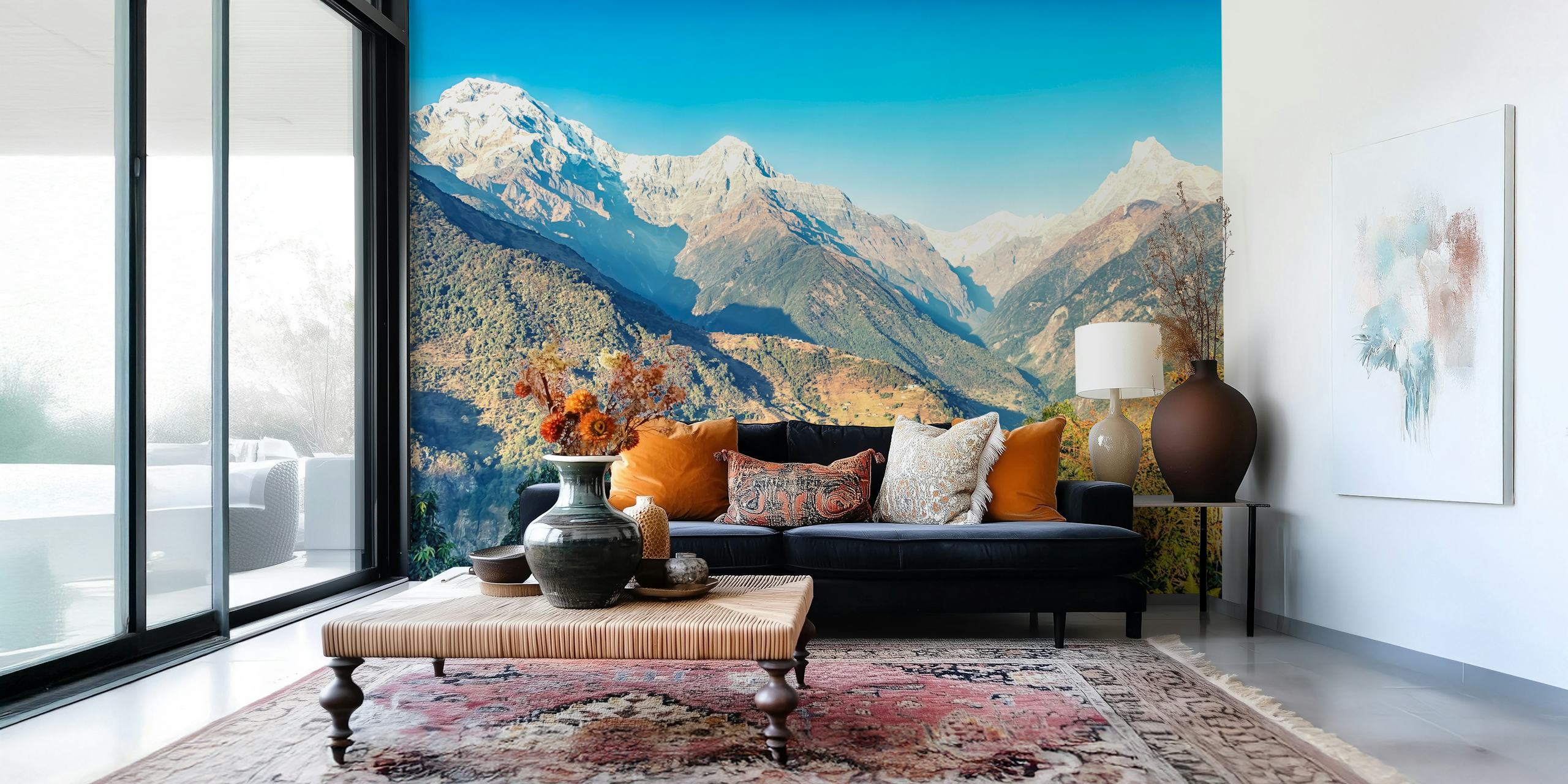 Himalayan landscape wallpaper in a room