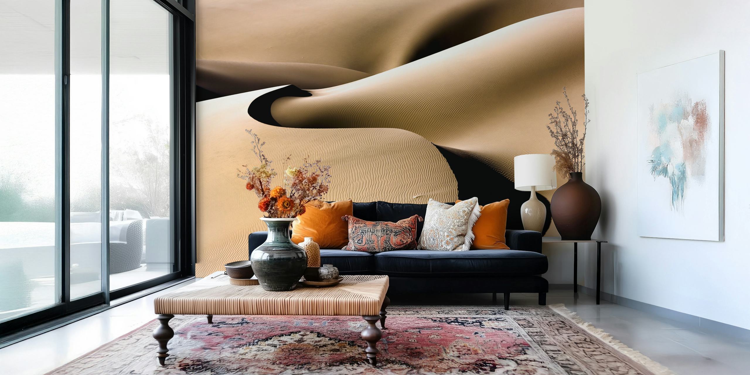 Desert line wallpaper design in a room