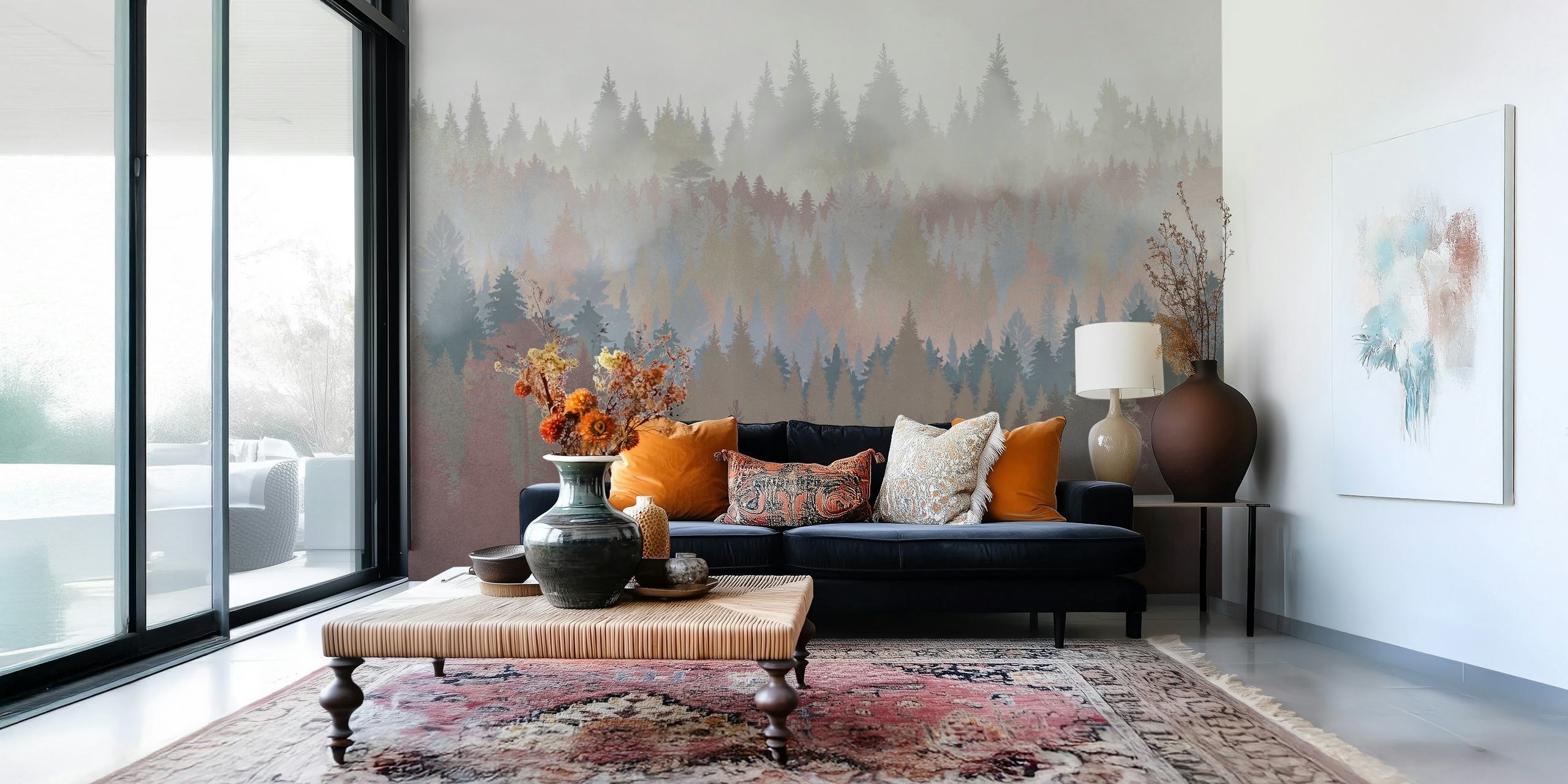 Forest Fall wallpaper design in a room