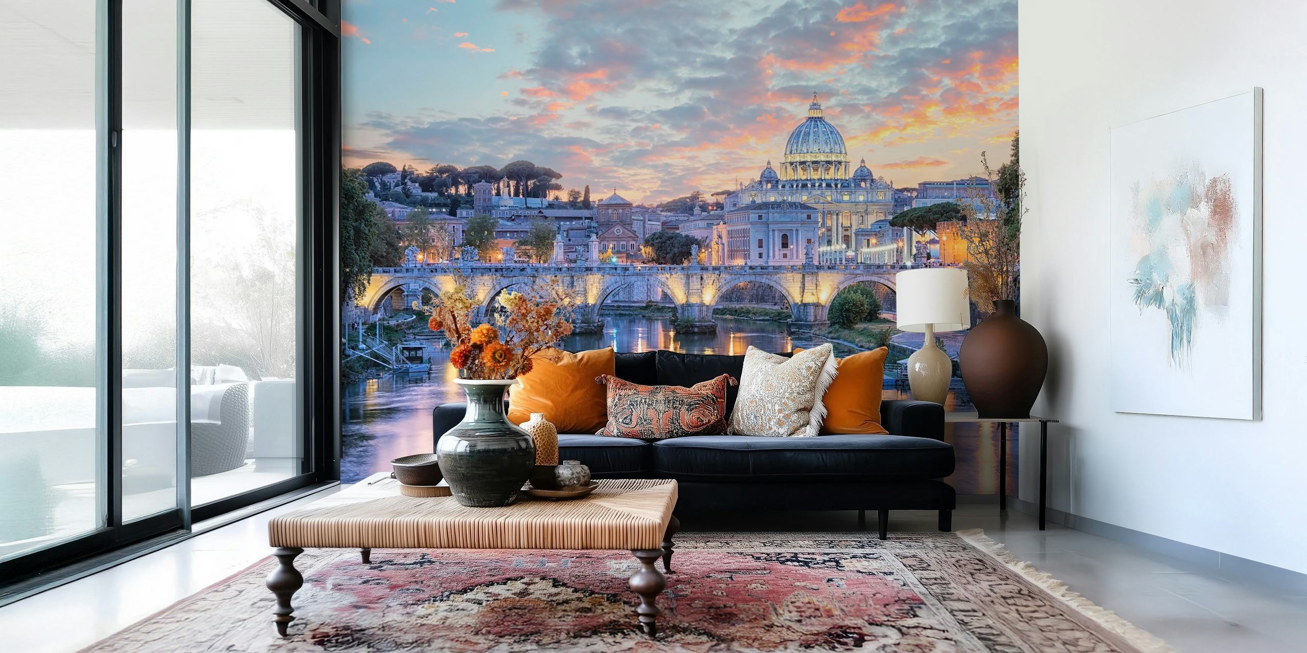 Design de papel de parede de Rome at sunset
