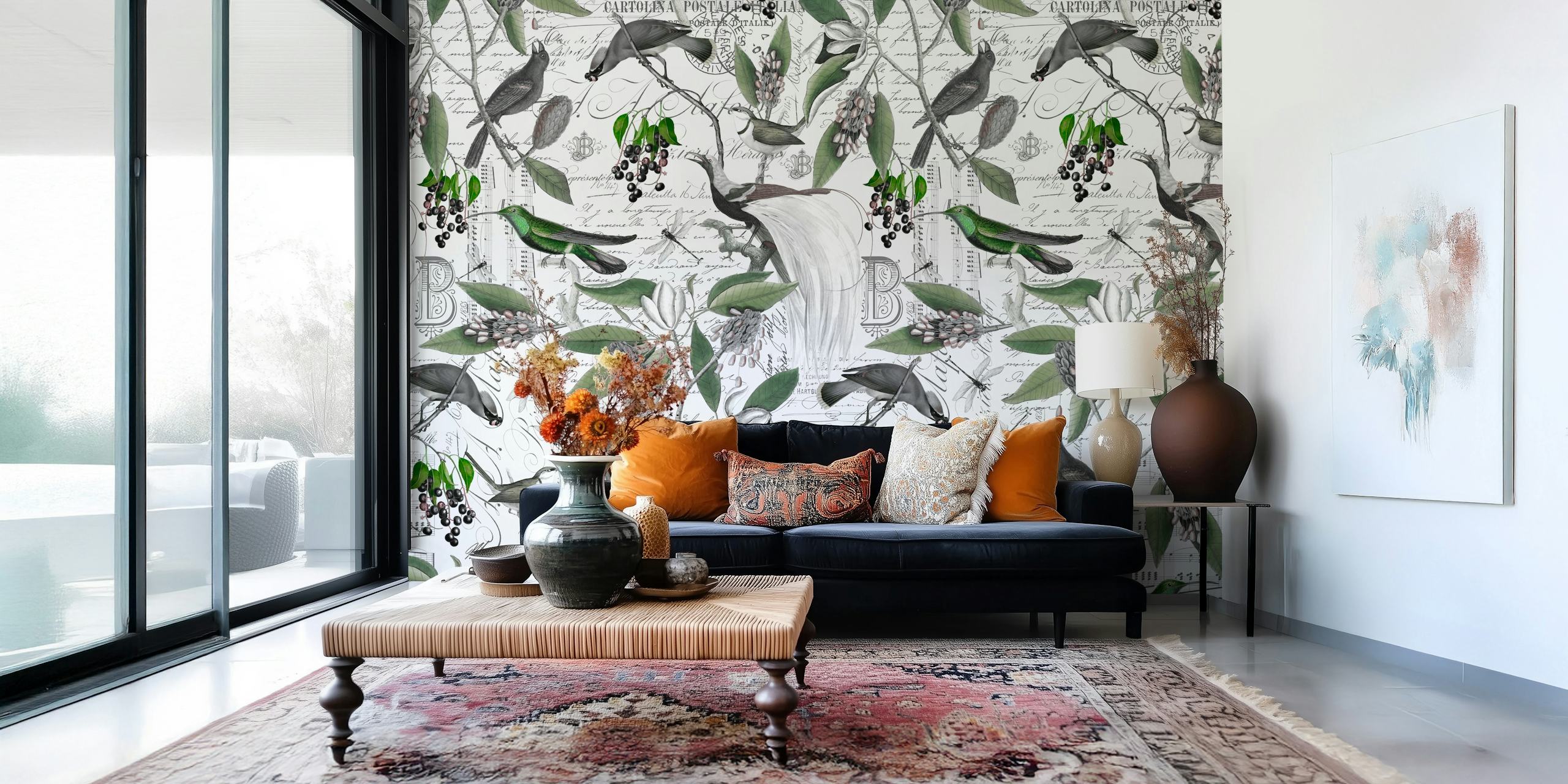 Vintage Magnolia And Birds σχέδιο ταπετσαρίας