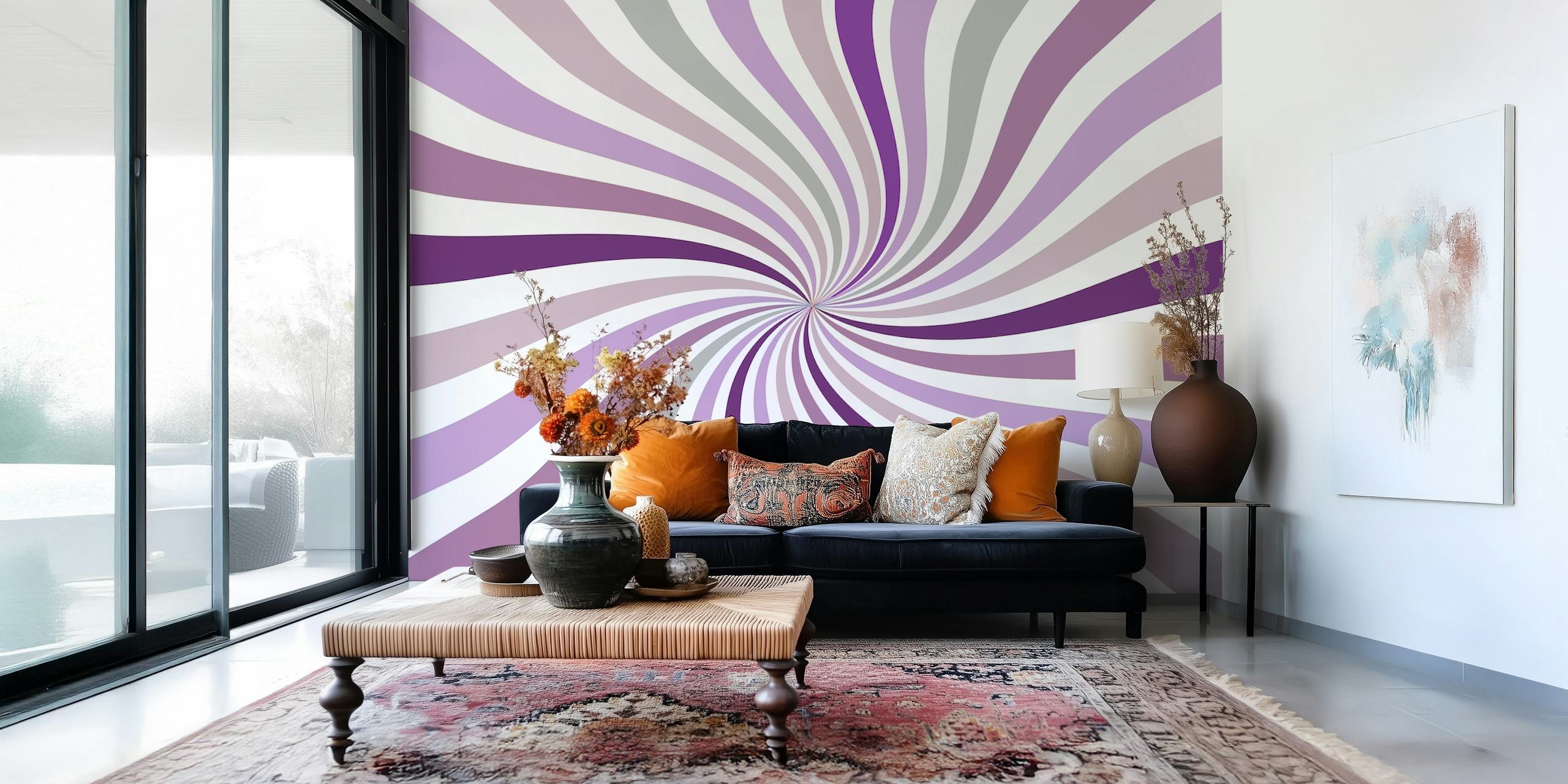 Vintage Purple Star tapet i ett rum