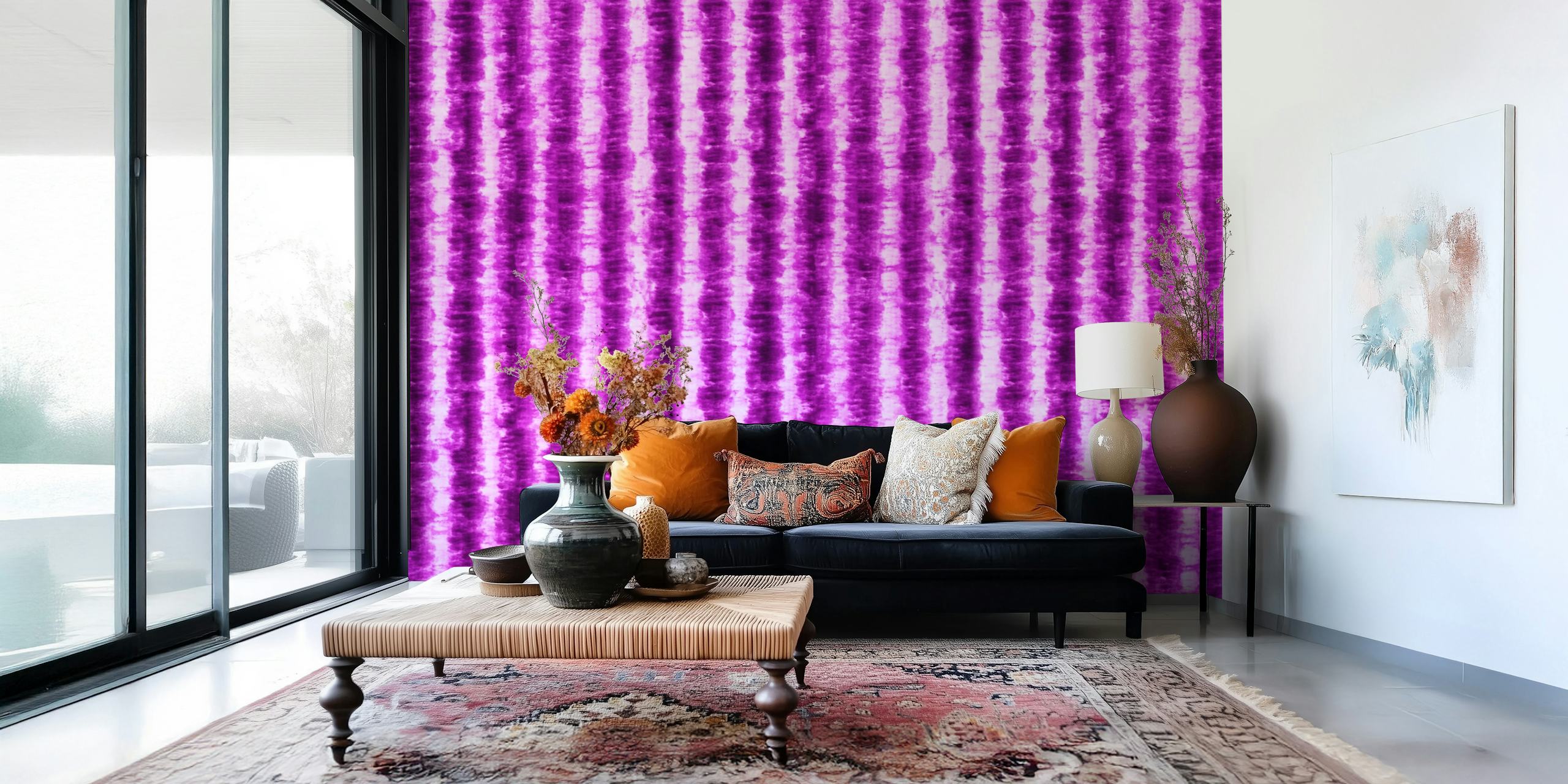 Purple tie dye pattern wallpaper with vertical lines