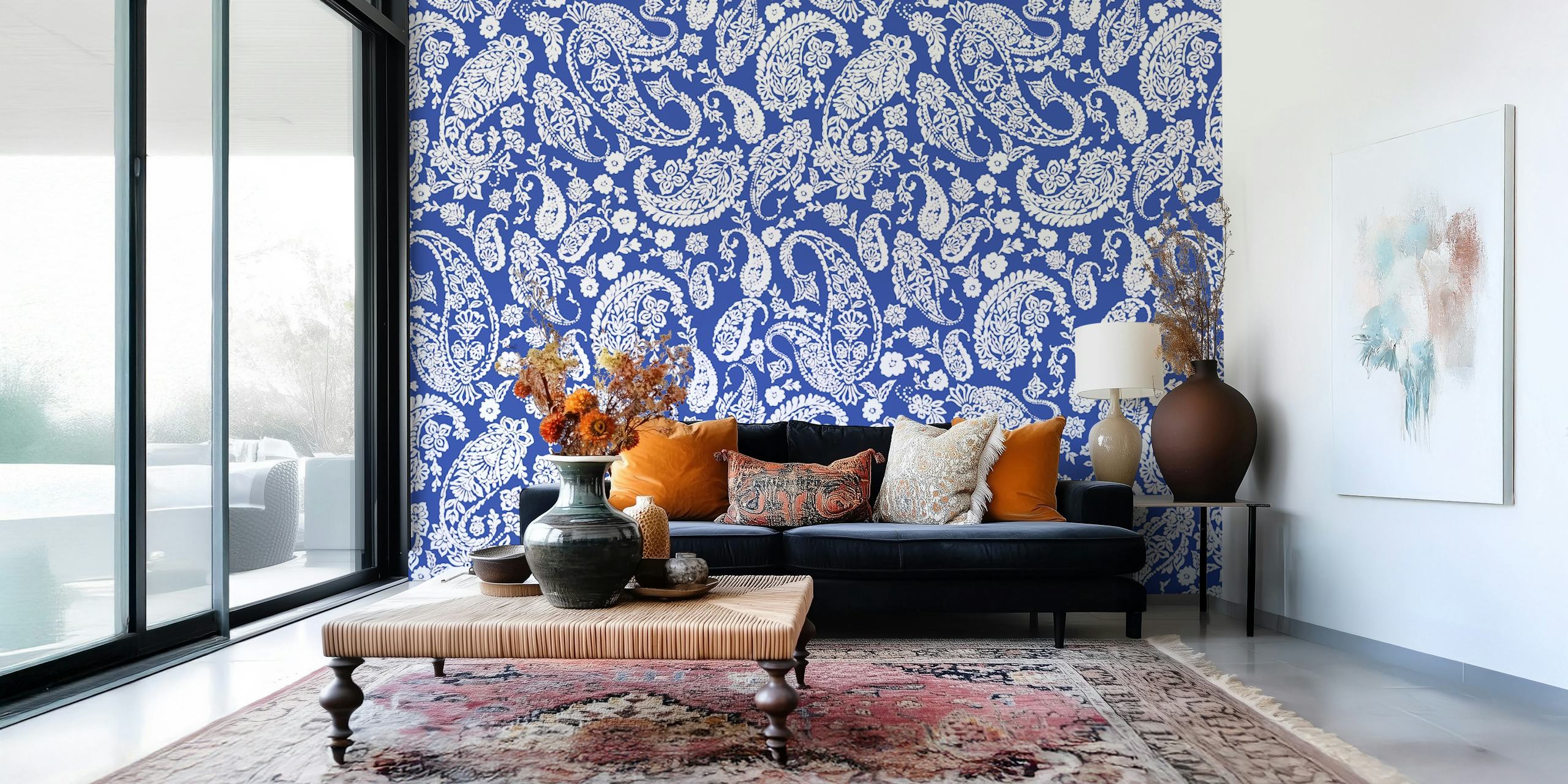 Ταπετσαρία Monochromatic garden paisley R σε ένα δωμάτιο