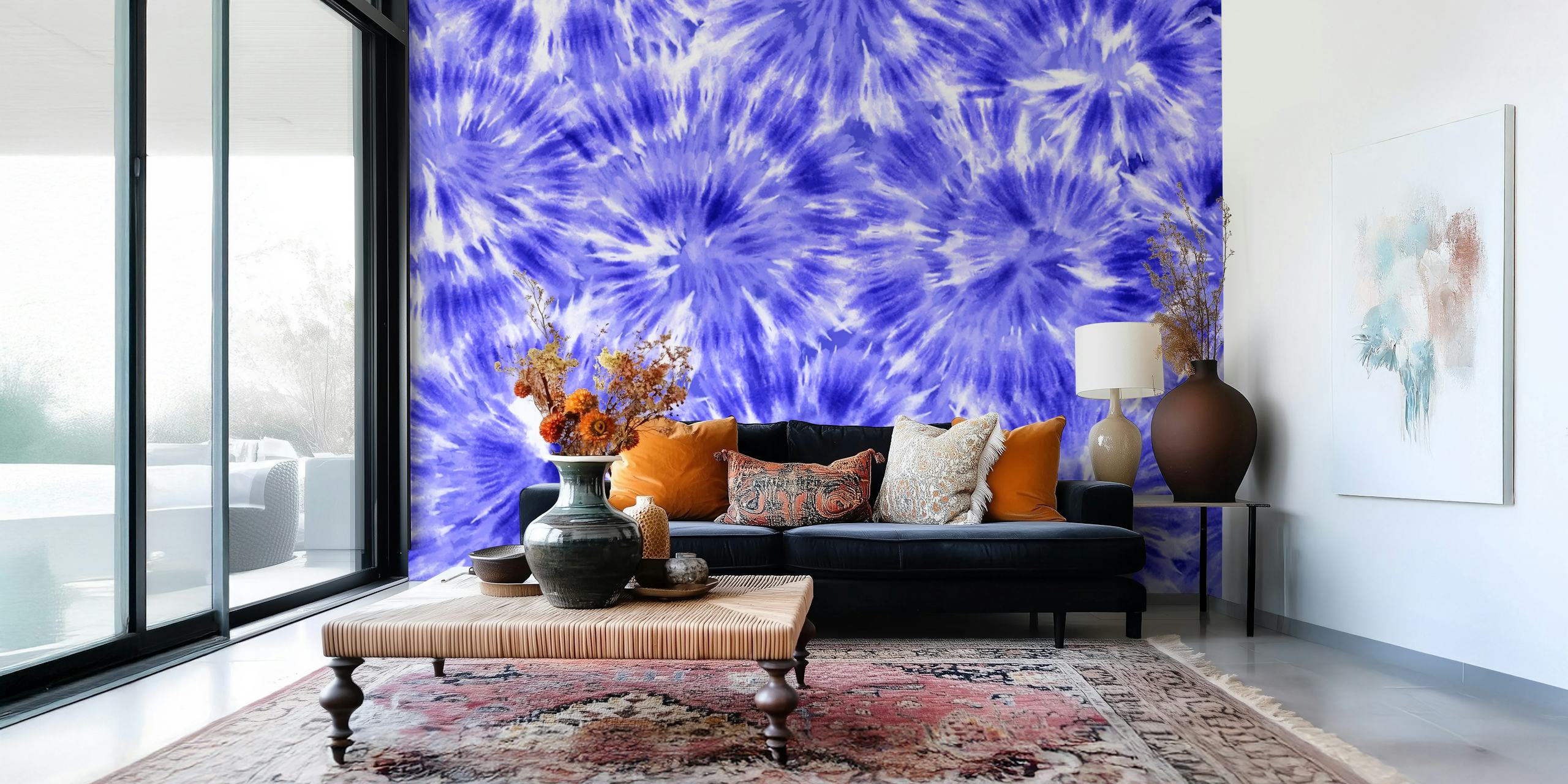 Tie Dye Background 18 eloisilla sinisillä kuvioilla