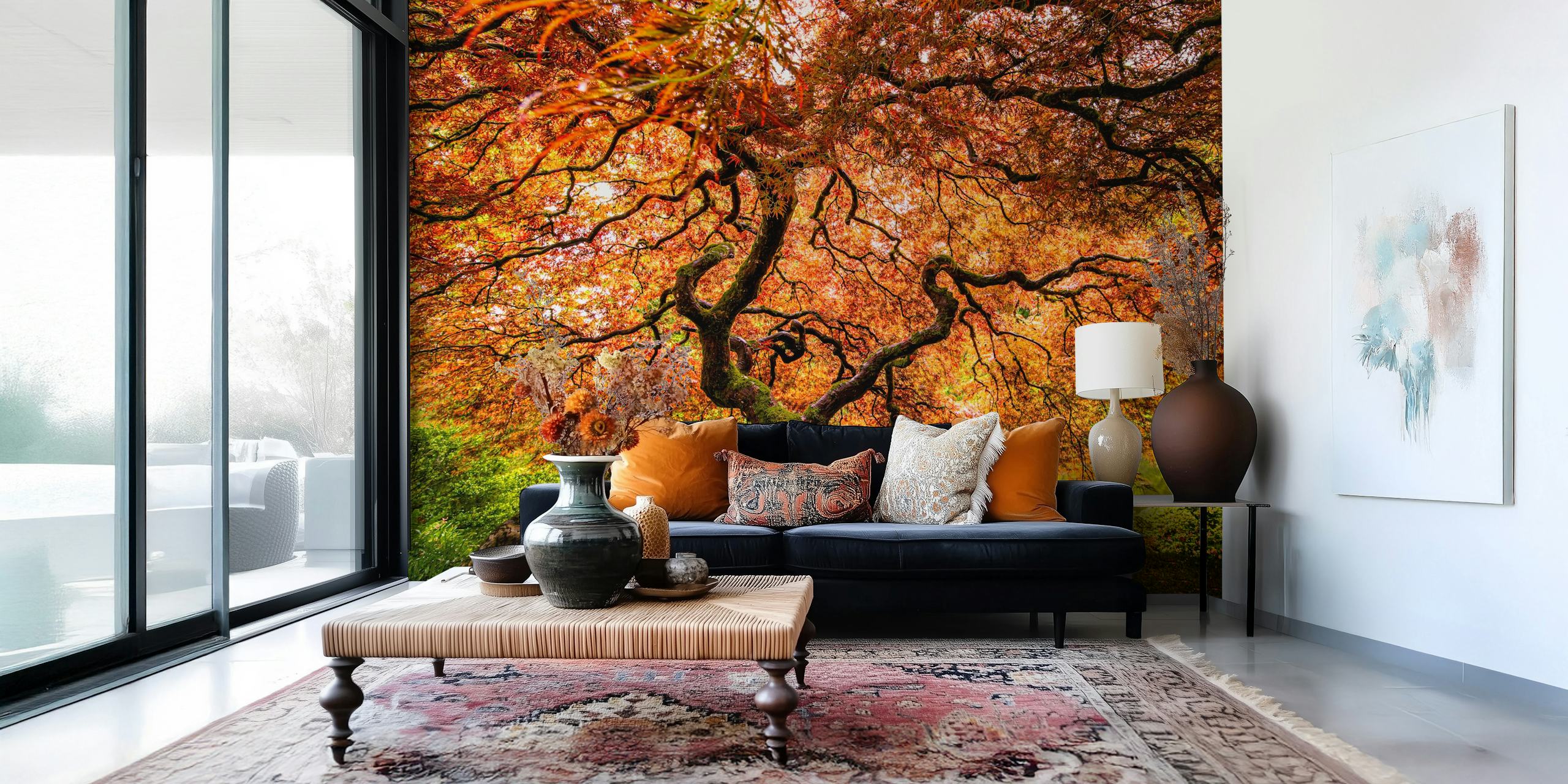 Wall mural of an old maple tree with autumn leaves