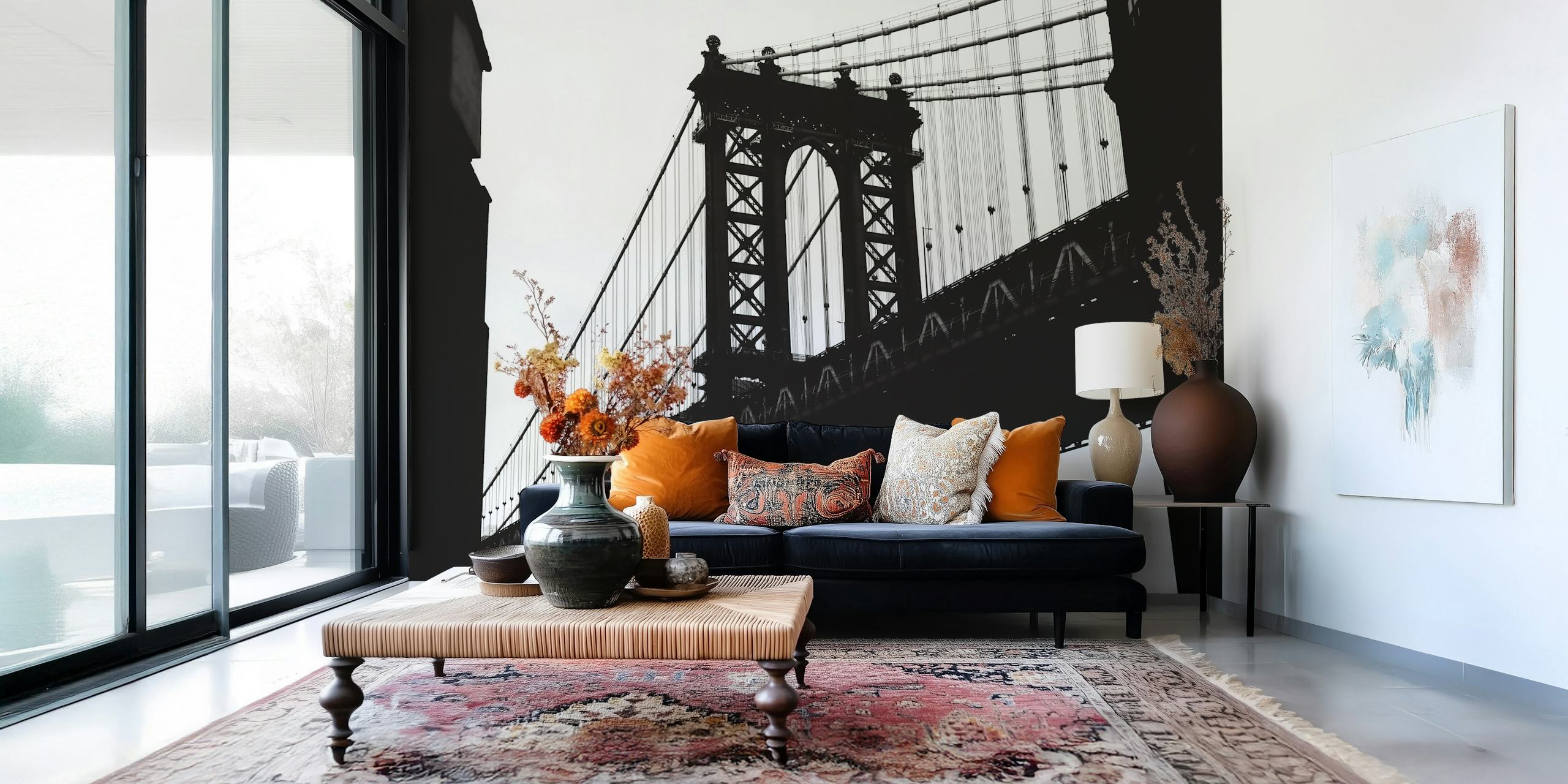 Manhattan Bridge wallpaper in modern room