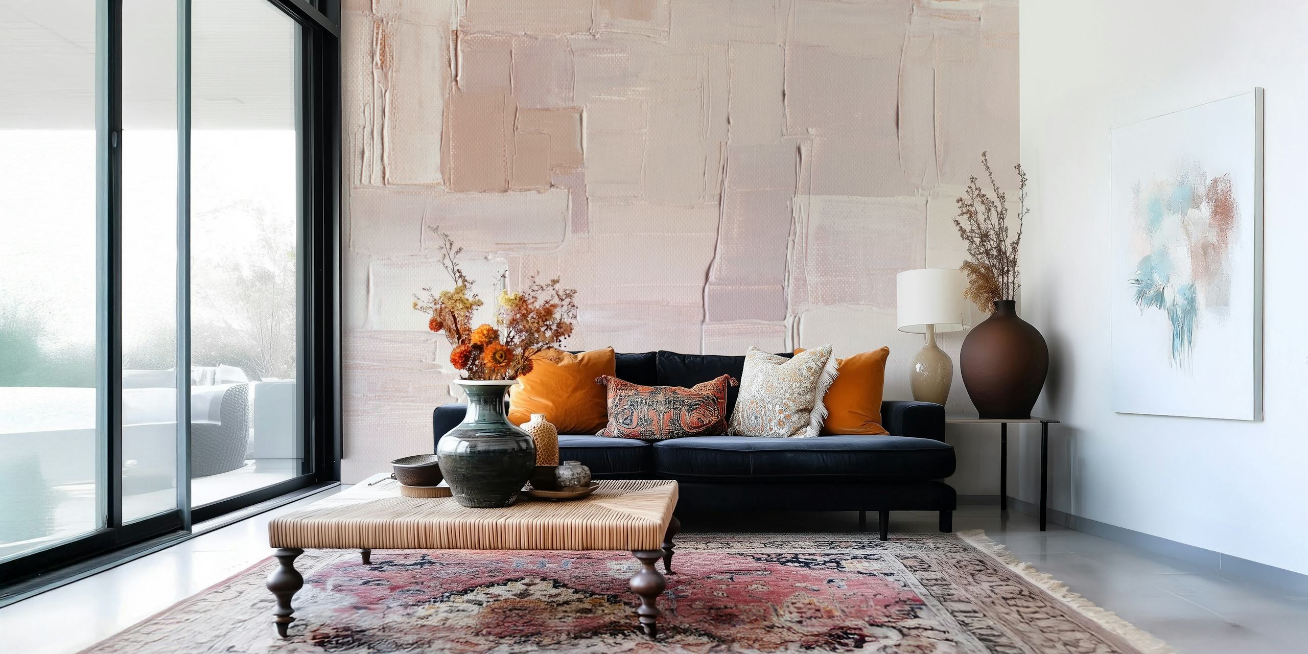 Abstract blush pink geometric wallpaper in soft tones and textures