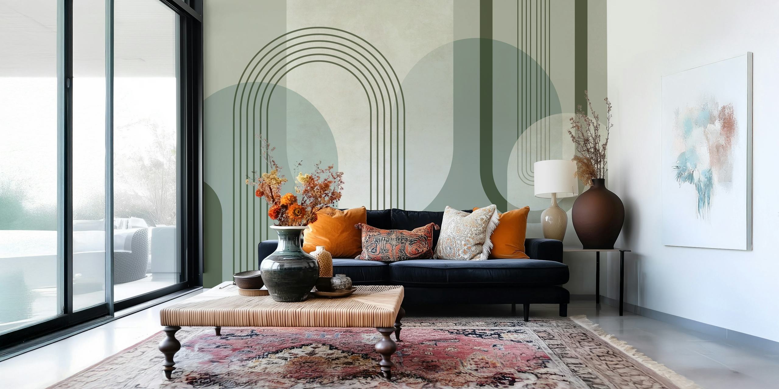 Tapeta Mid Century Forest Green w pokoju