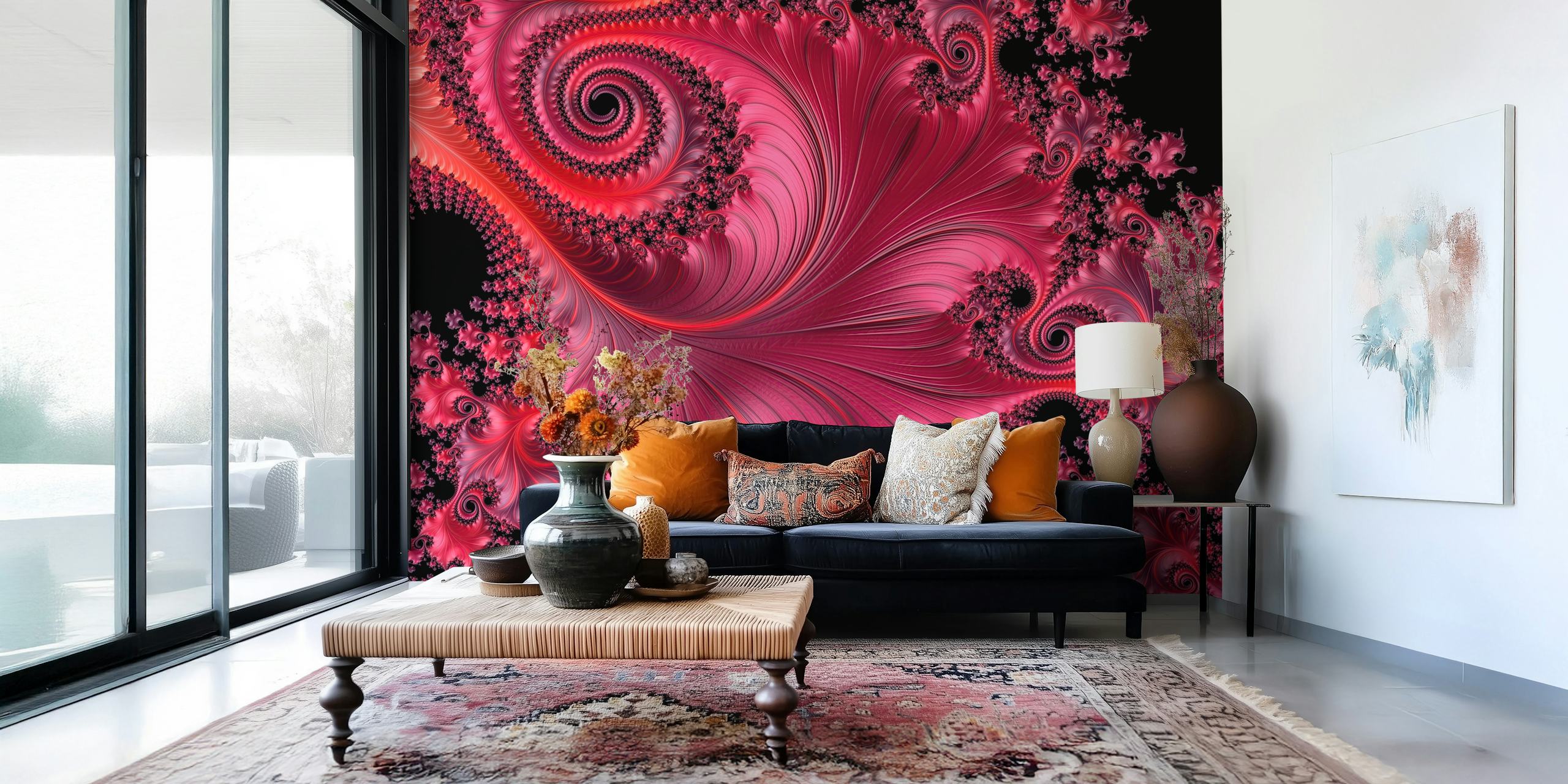 Fractal Fantasie Coral Red tapeta w pokoju