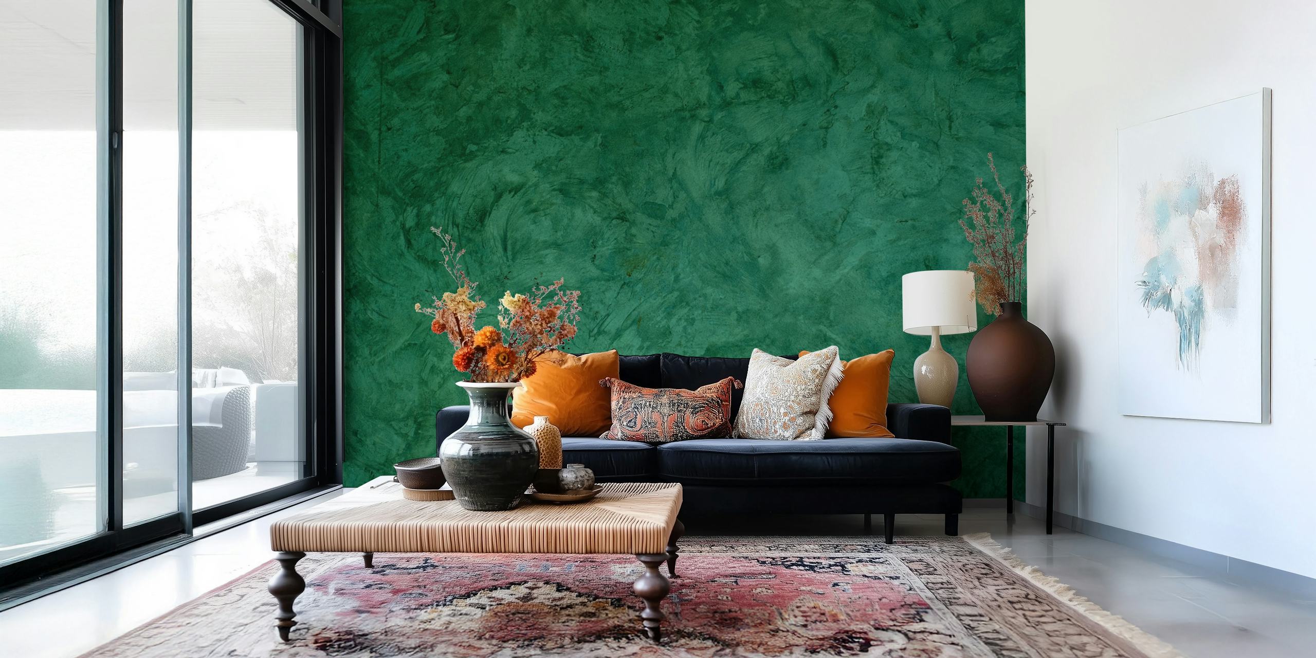 Green textured grunge wallpaper with deep green tones and abstract patterns