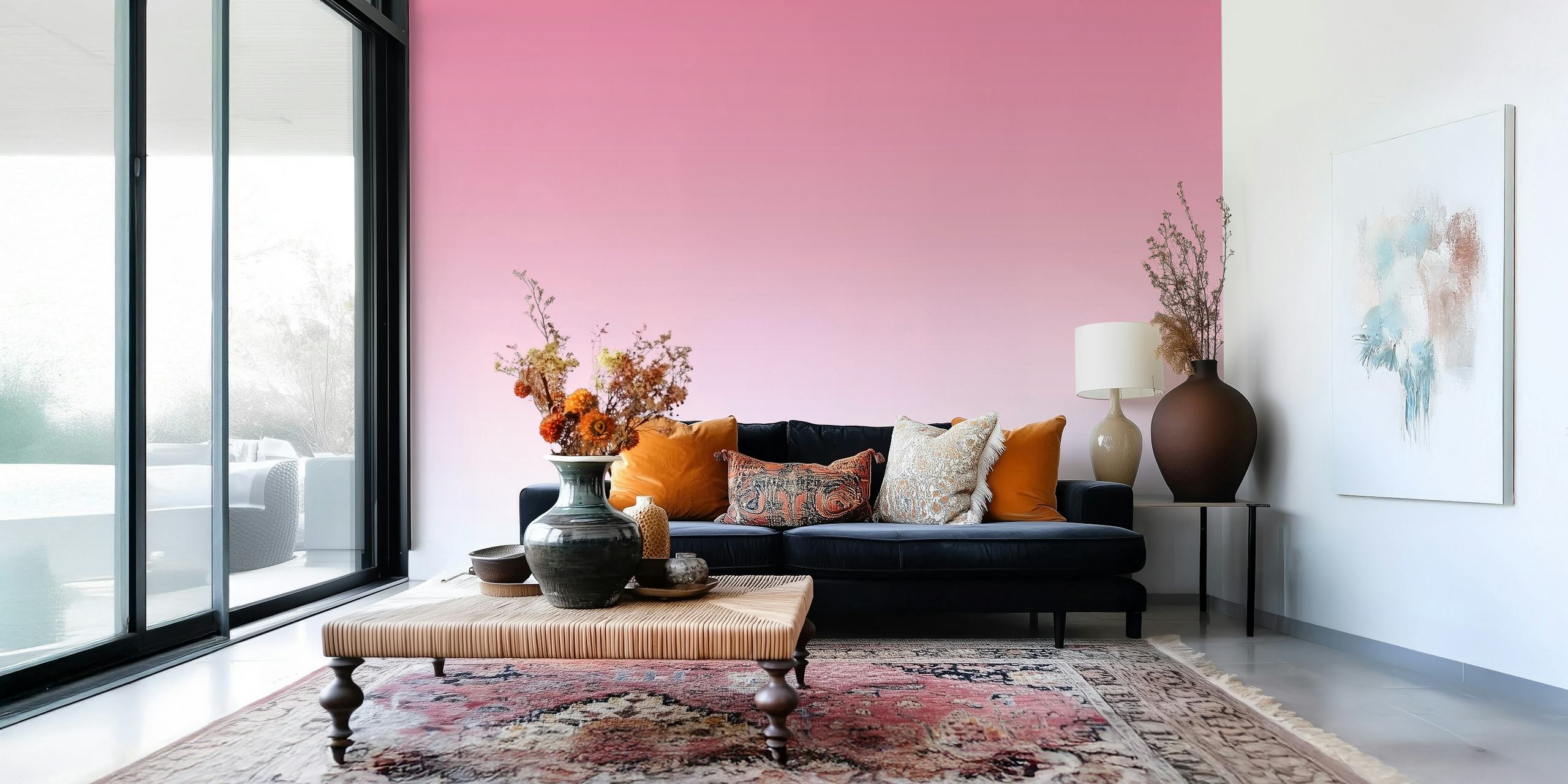 Elegant Pink Ombre Wall Mural transitioning from light to dark shades