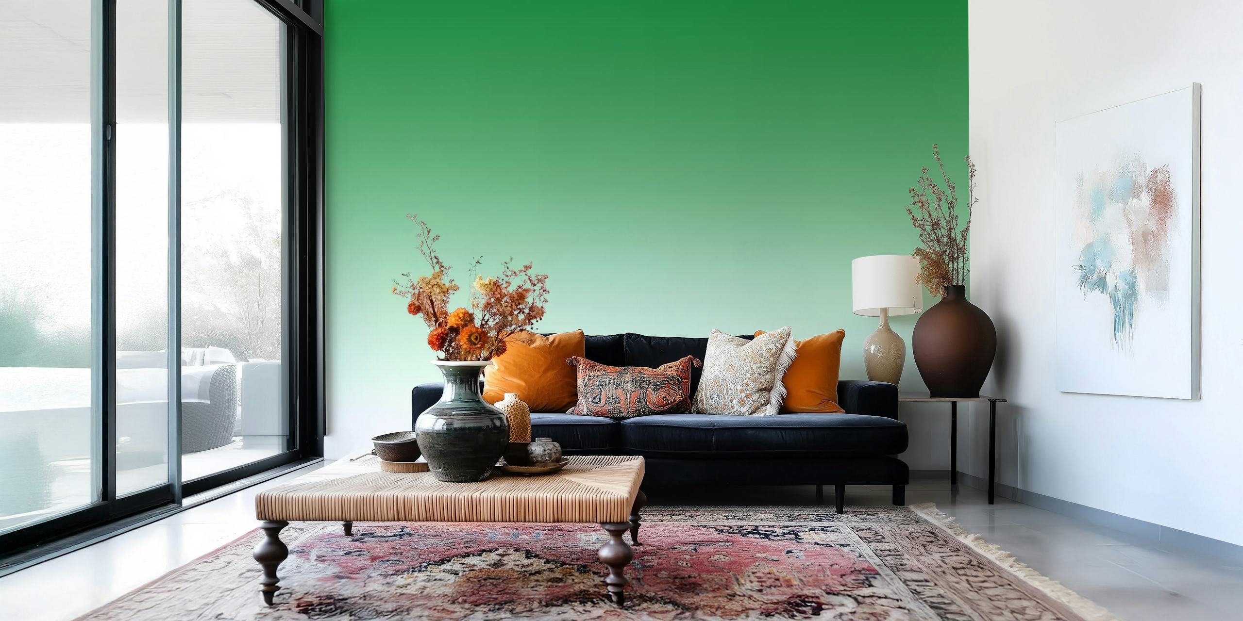 Tapeta Rich Green Gradient u sobi
