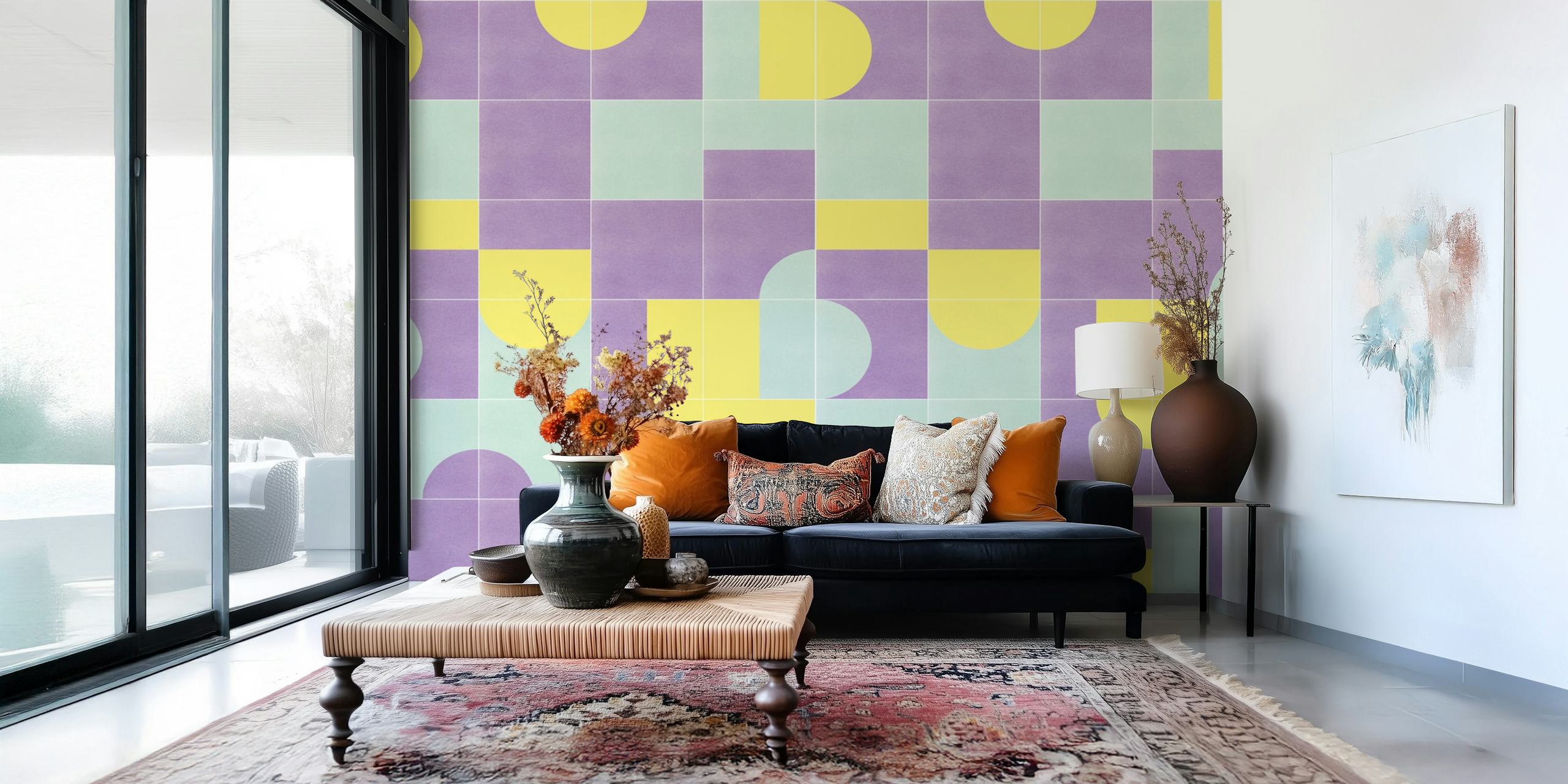 Retro Tiles 07 tapettisuunnittelu huoneessa