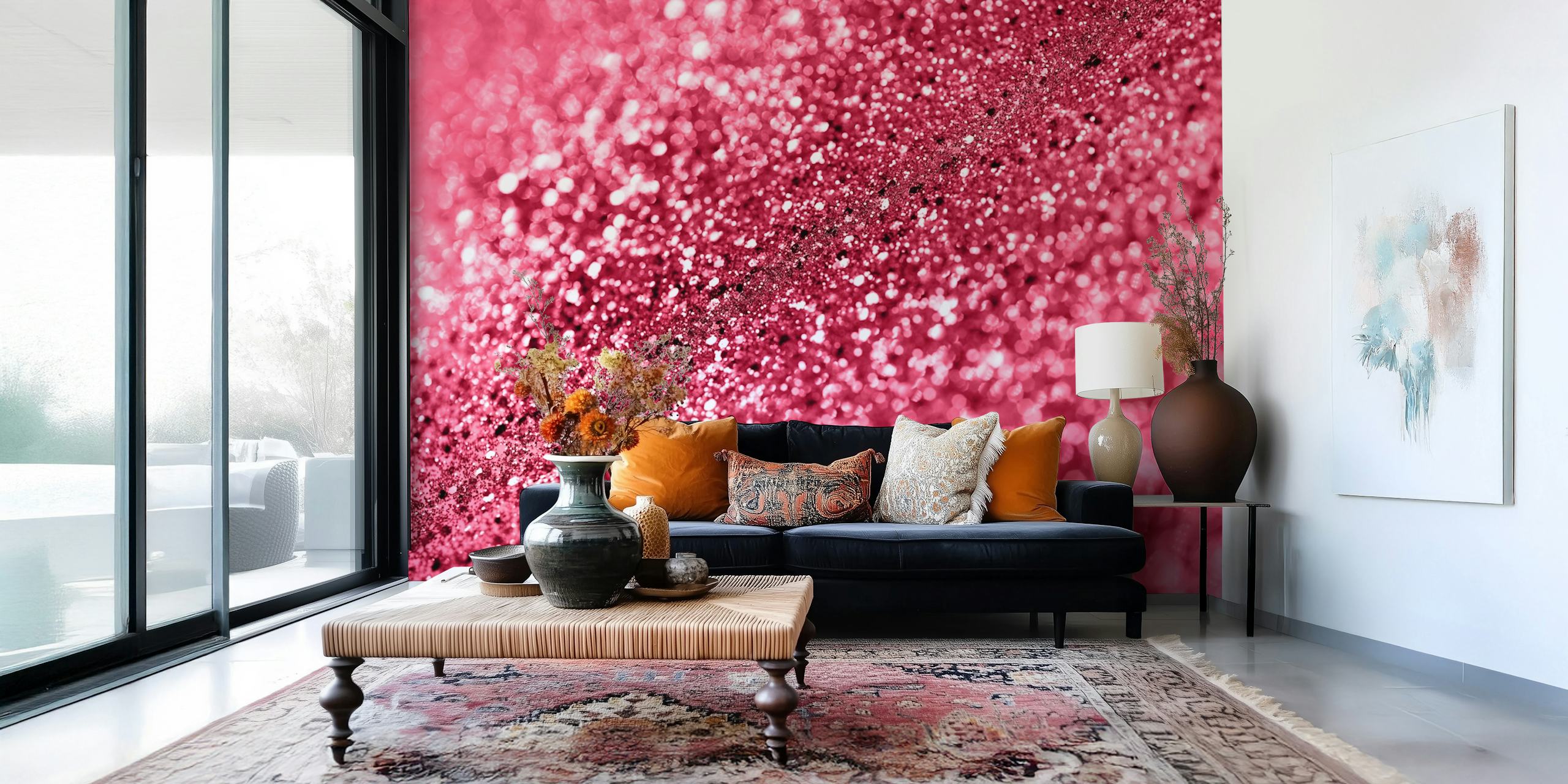 Magenta glitter bokeh pattern wallpaper