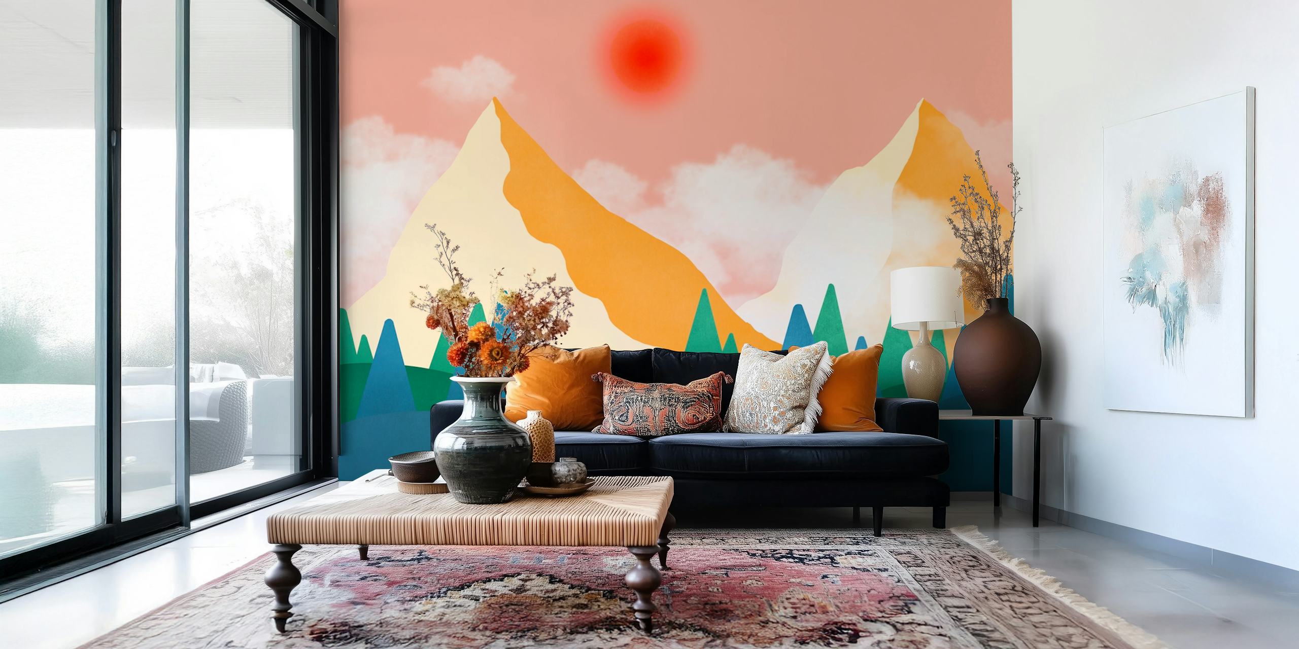 The Orange Mountains tapet i et rom