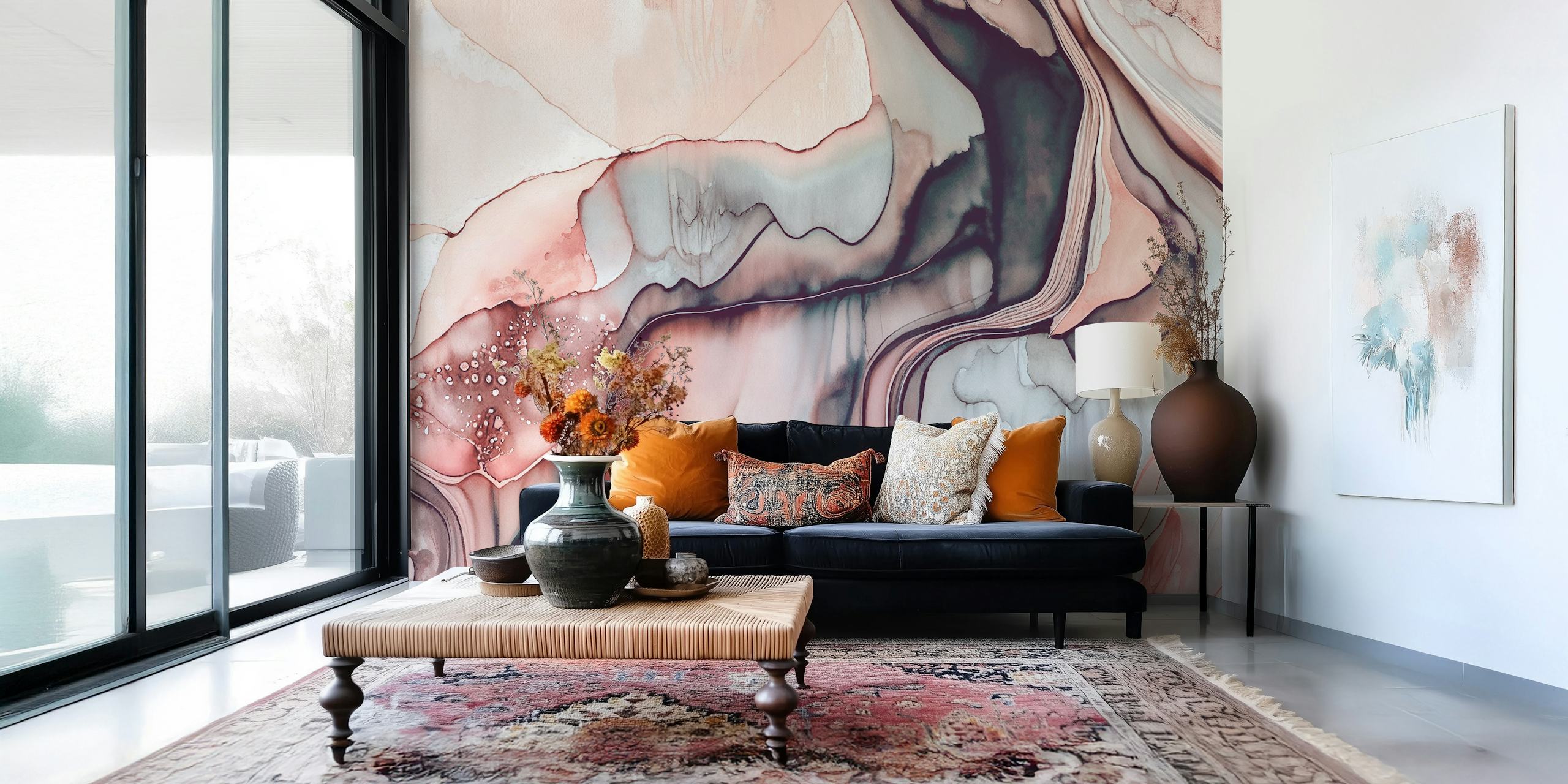 Tapeta Soft Pastel Pink Abstract w pokoju