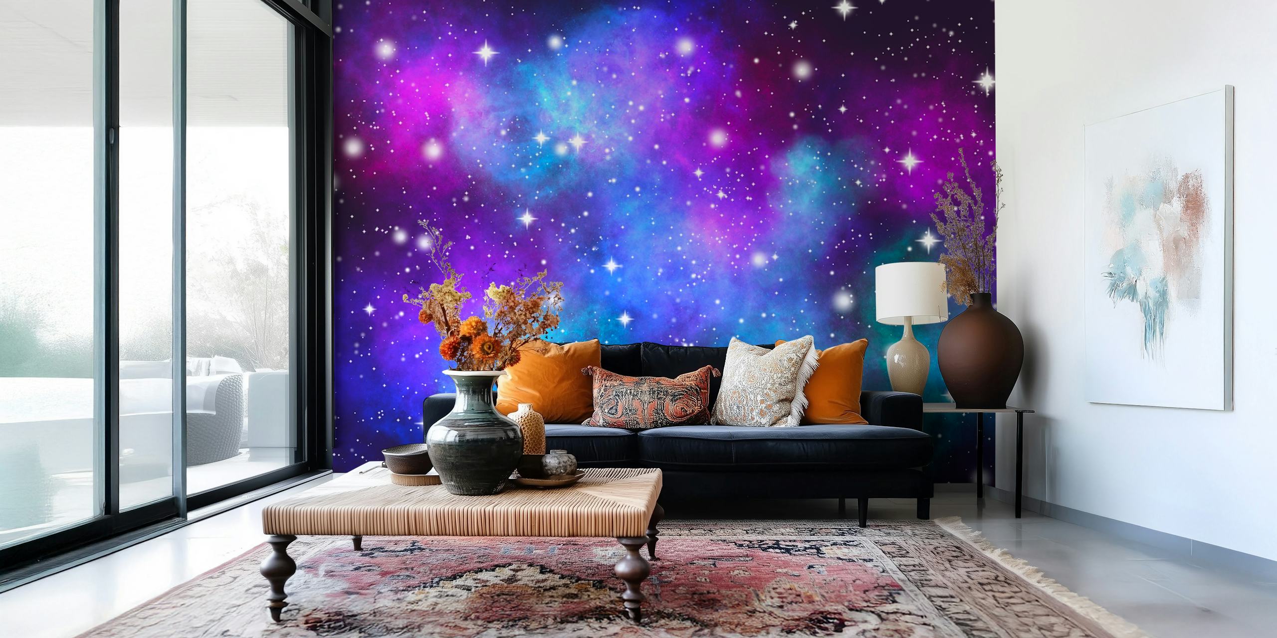 Galaxy 7 wall mural depicting vibrant cosmic nebula with twinkling stars