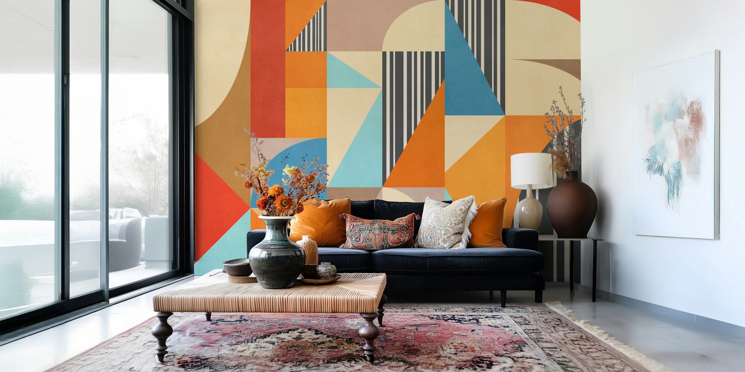 Geometric Construction 11 tapet med jordnära och pastellfärger i abstrakta former