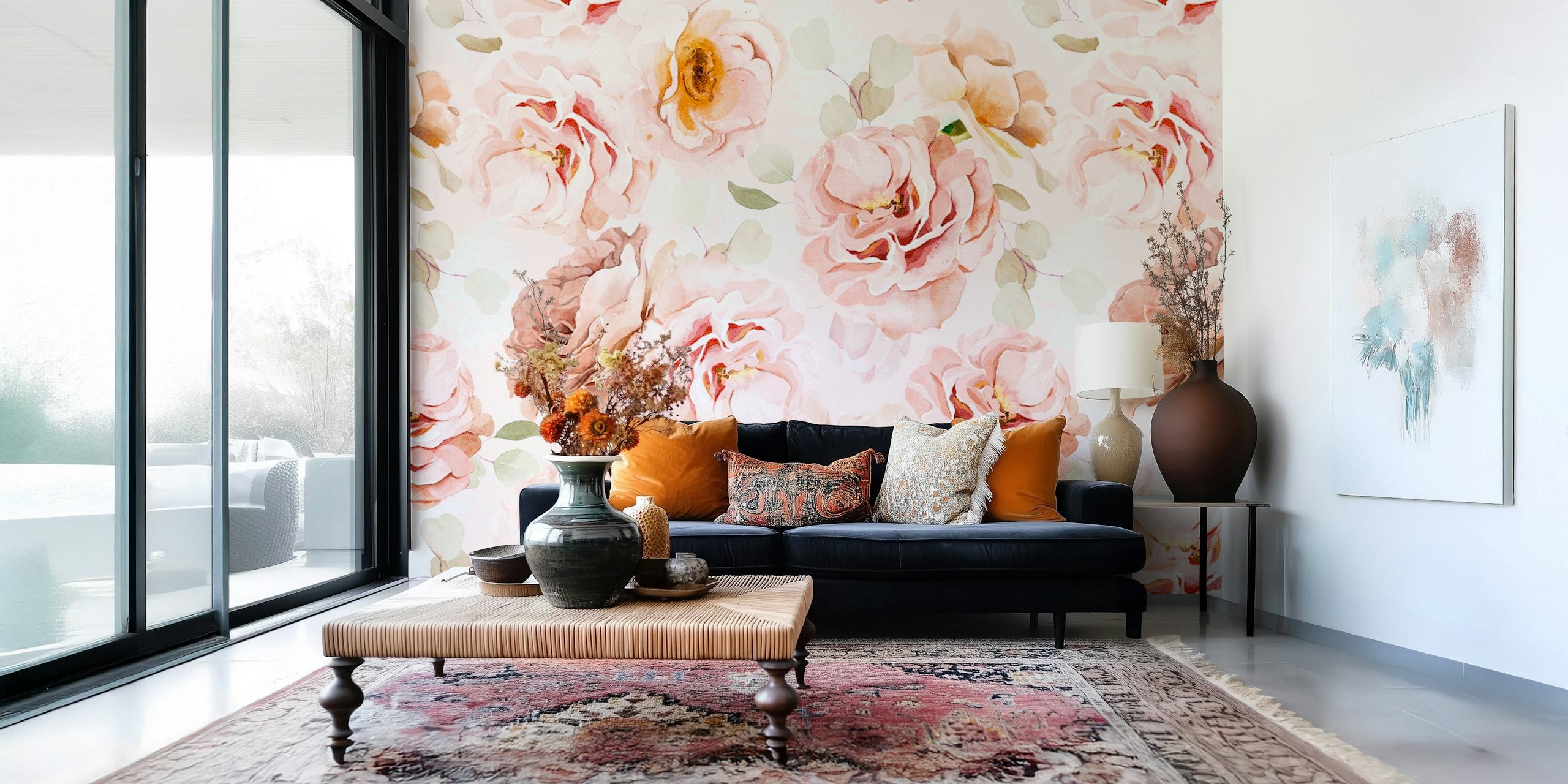 Soft Blush Peonies wallpaper design