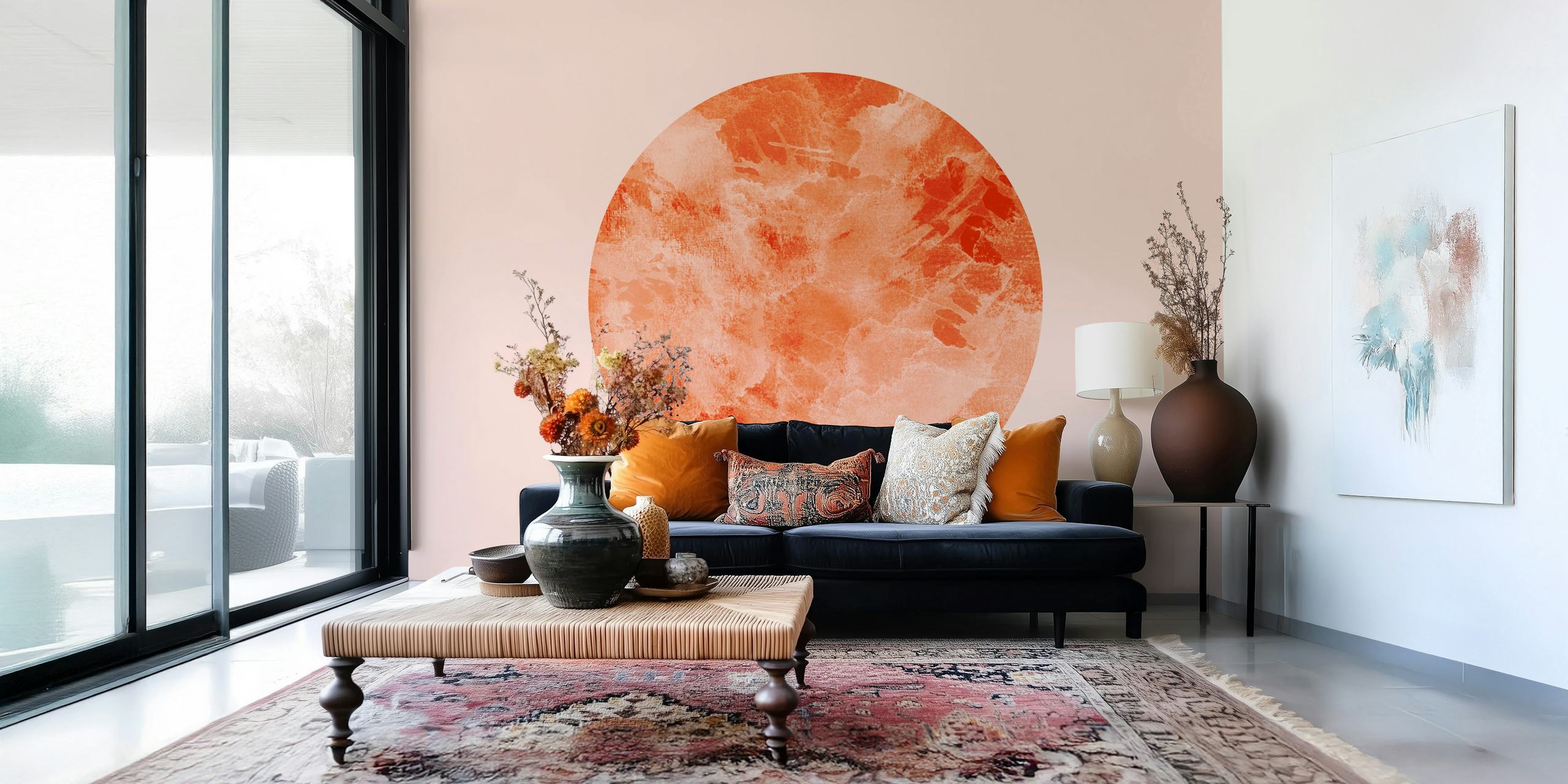 Abstraktní akvarel kosmický kruh na pastelovém pozadí