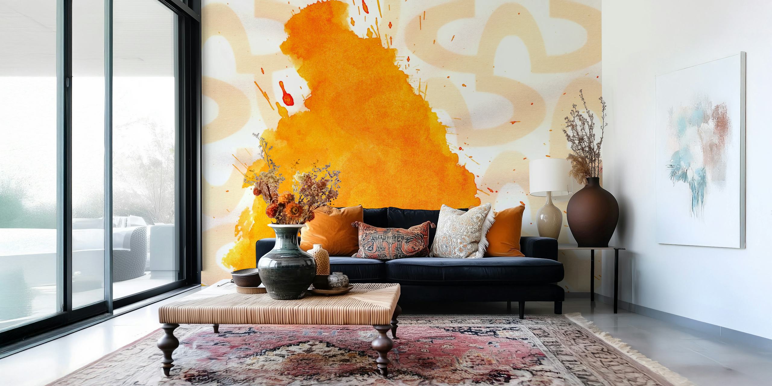 Αφηρημένο mural Golden Rainbow Splash Watercolor