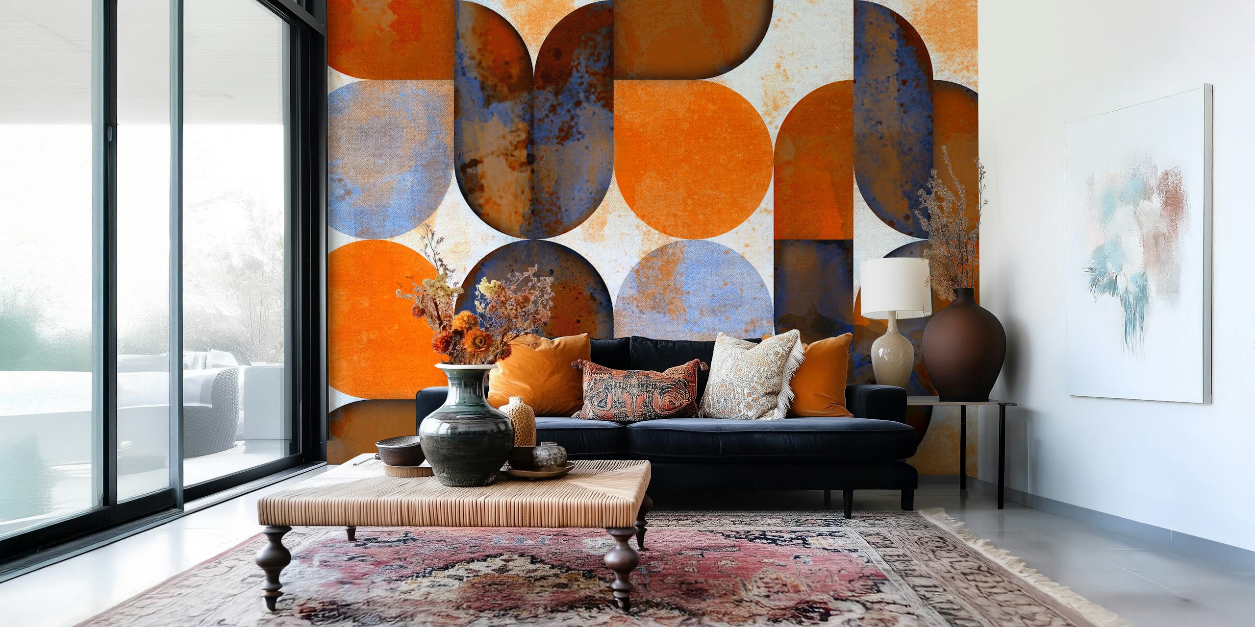 Vintage Retro Watercolor wallpaper in a room