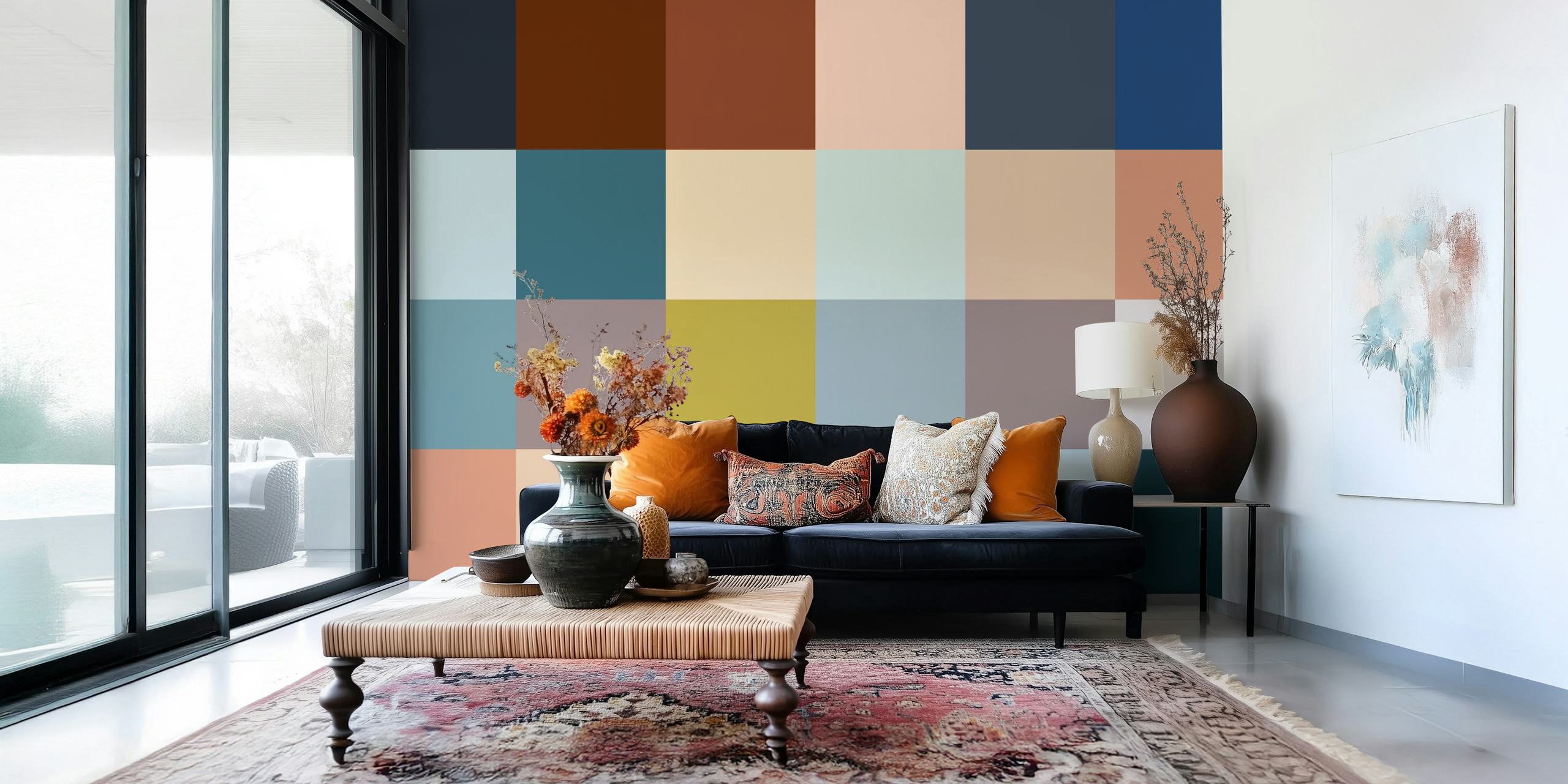 Geometric Pretty Squares wallpaper in a room