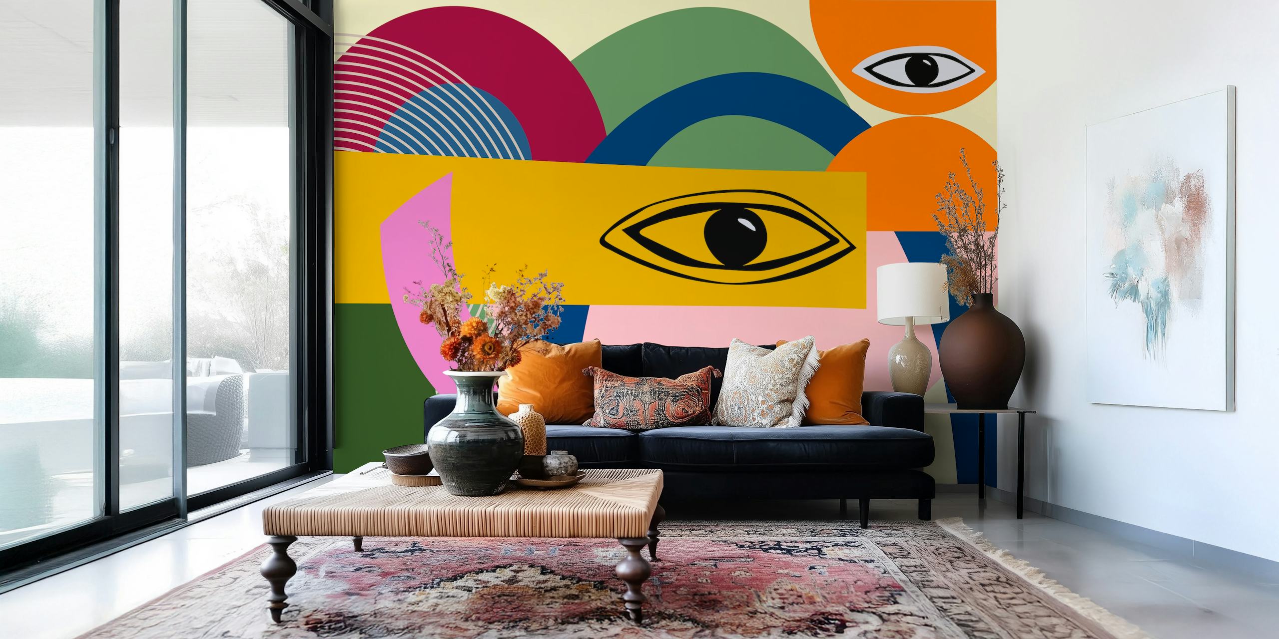 Crazy Retro Abstract wallpaper in a room