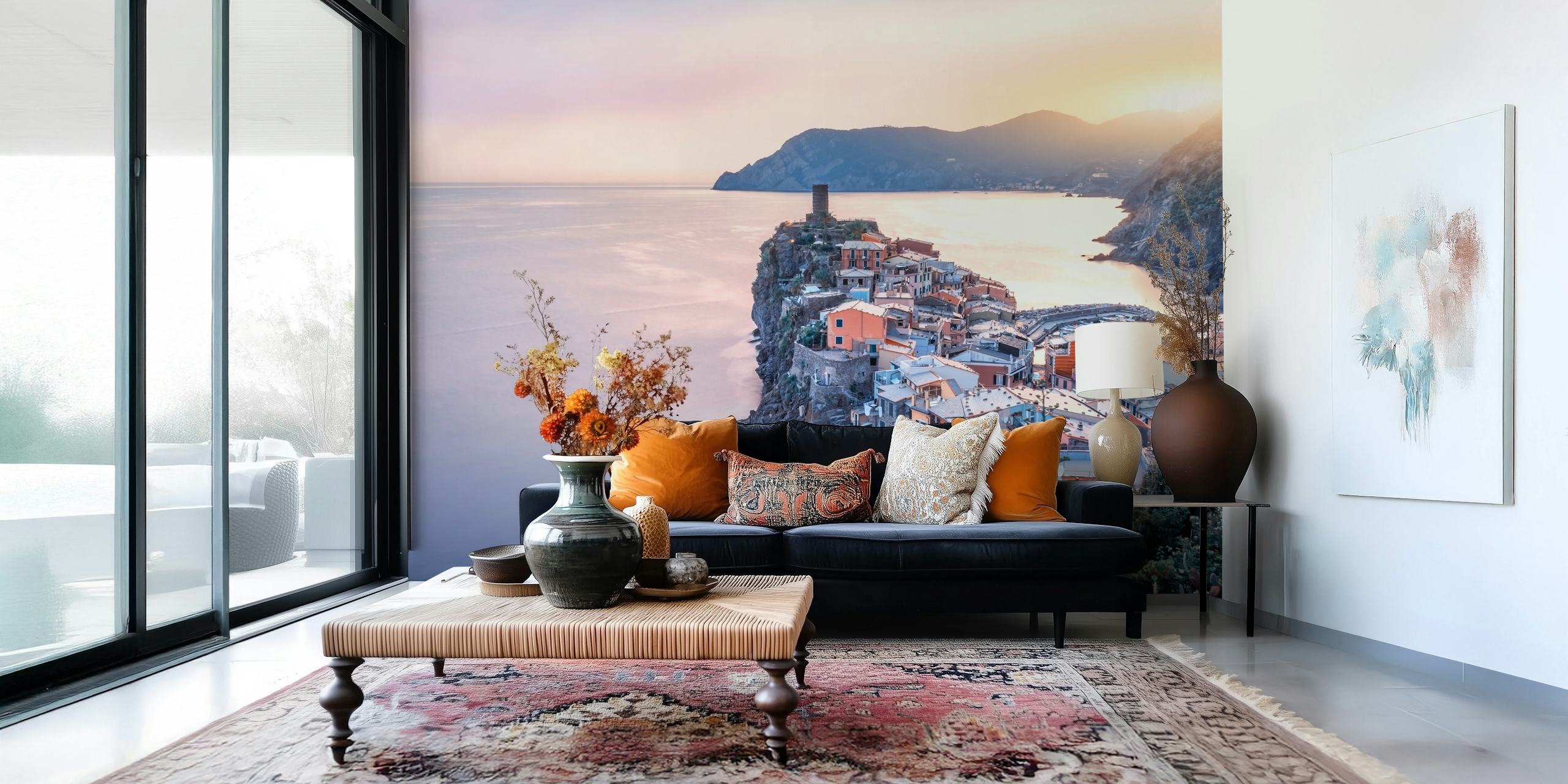 Póster Sunset in Vernazza en una habitación