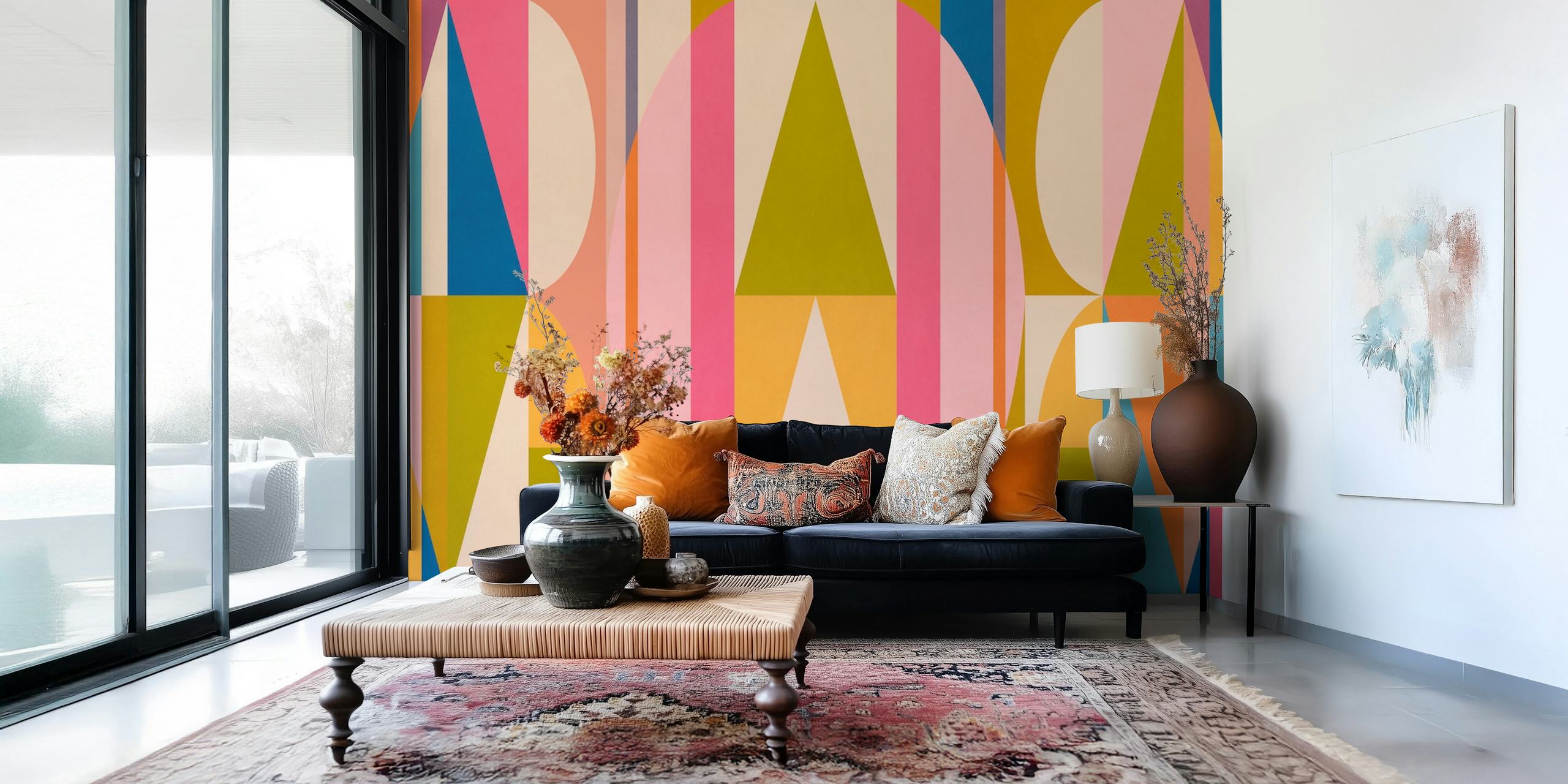 Colorful Abstract Geometric wallpaper i et rom