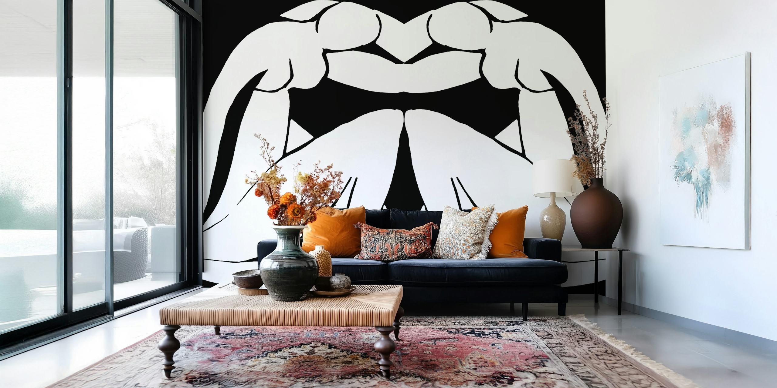 Matisse Sisters Black and White wallpaper in a room
