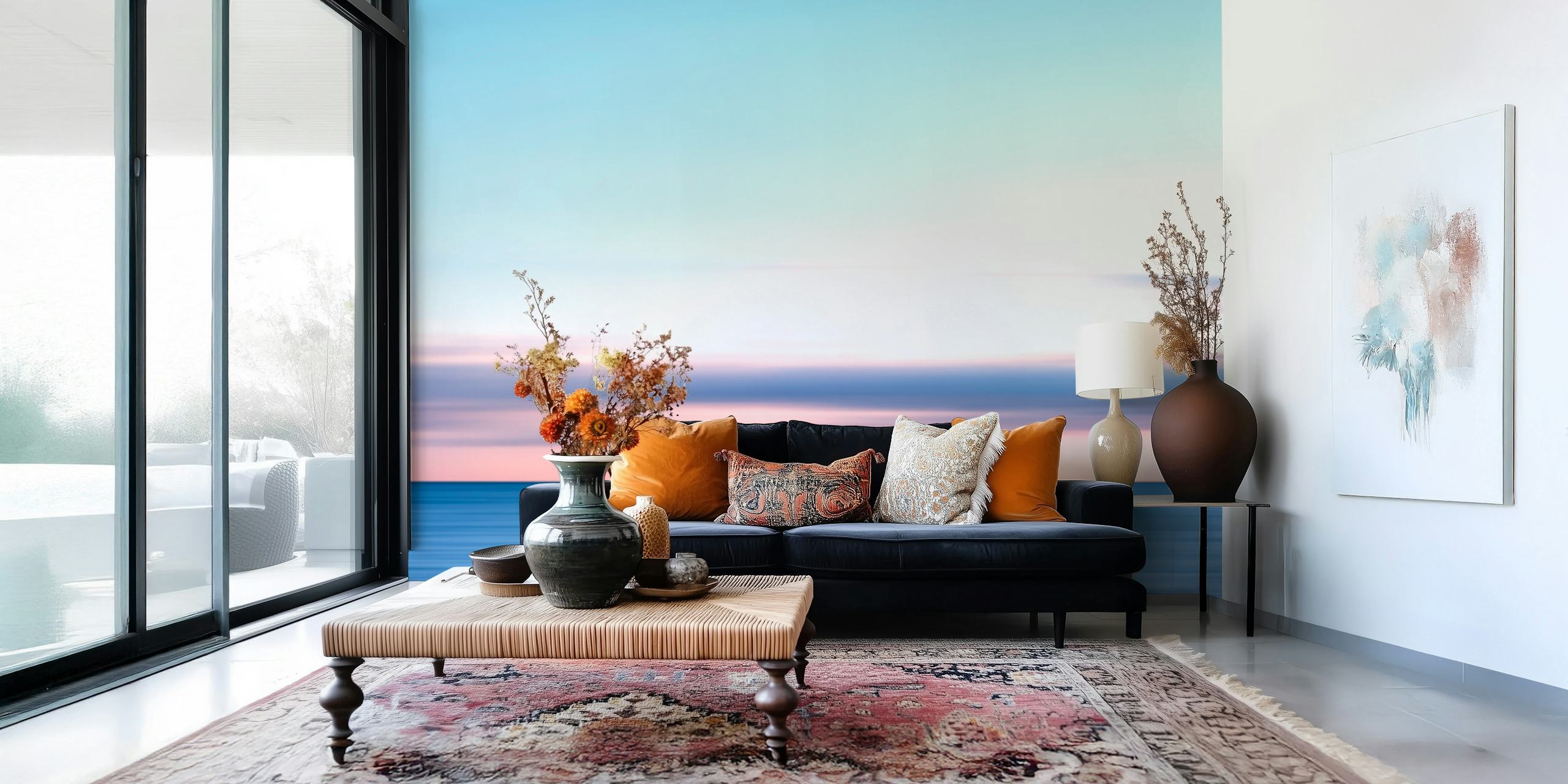 Papel de parede Sea Horizon em uma sala de estar