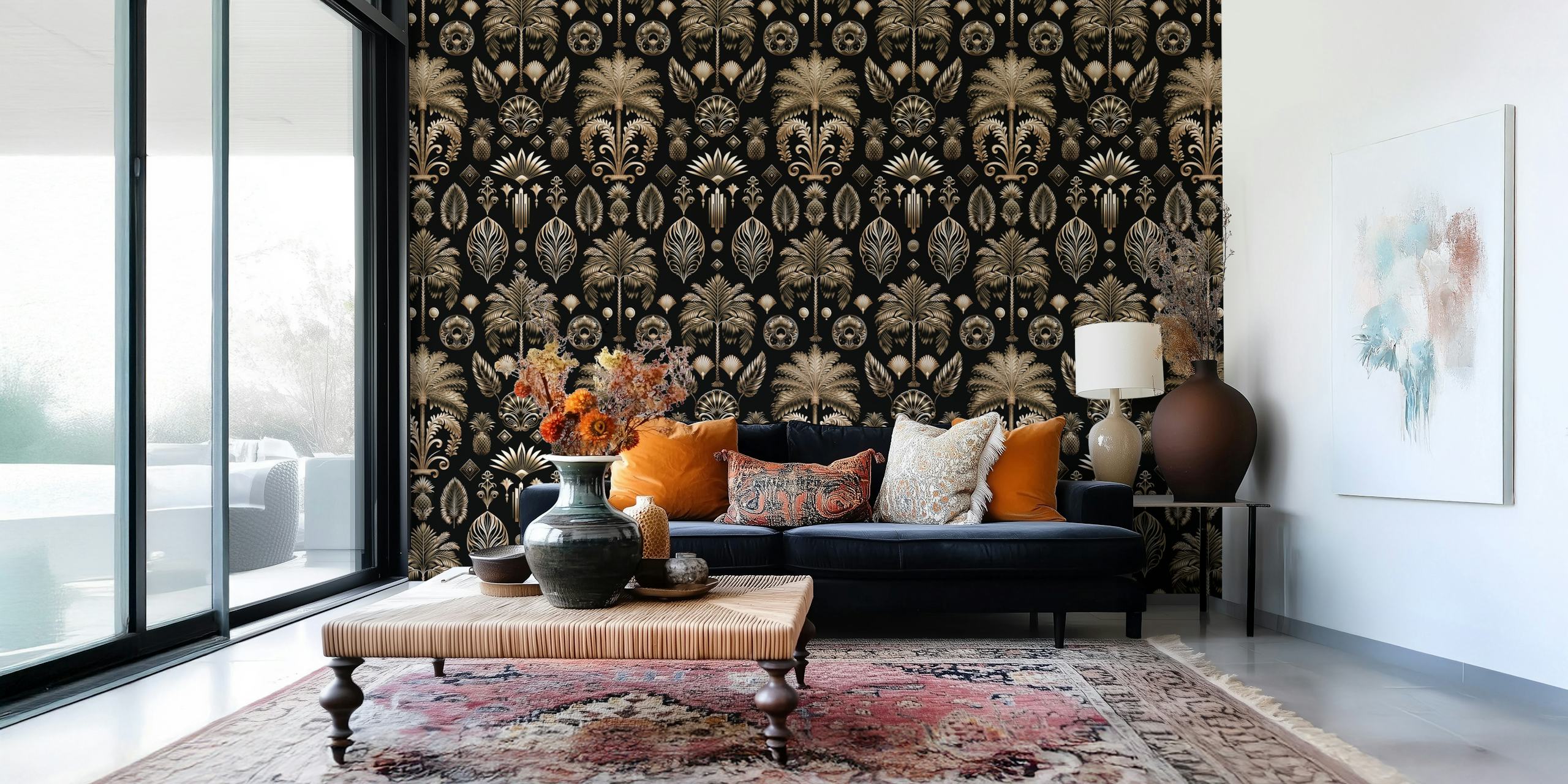 Palmetre og ornament tapetdesign