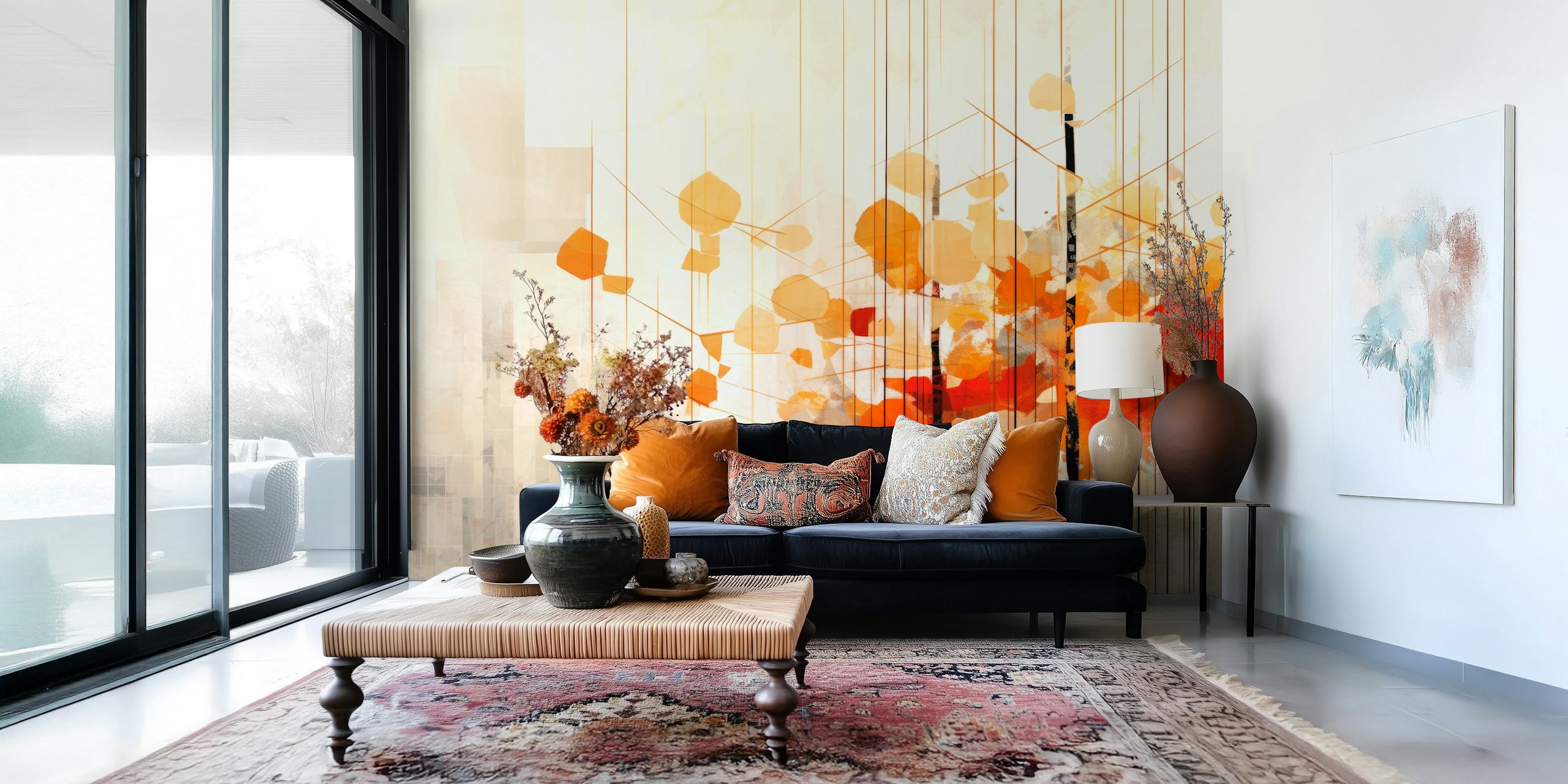 Geometric Art Av Autumn Trees Tapet