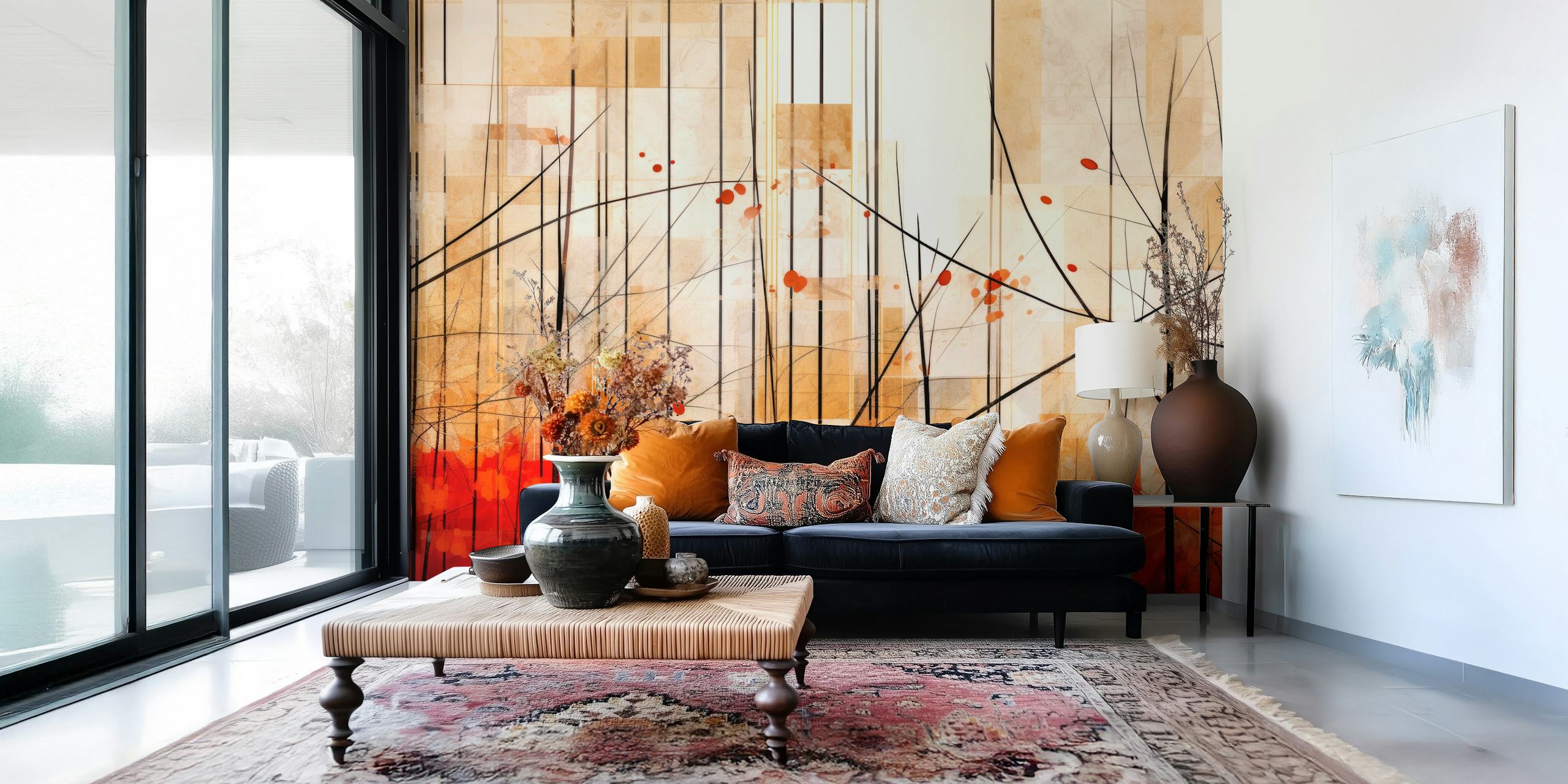 Geometric Art Autumn Wood Wallpaper Design