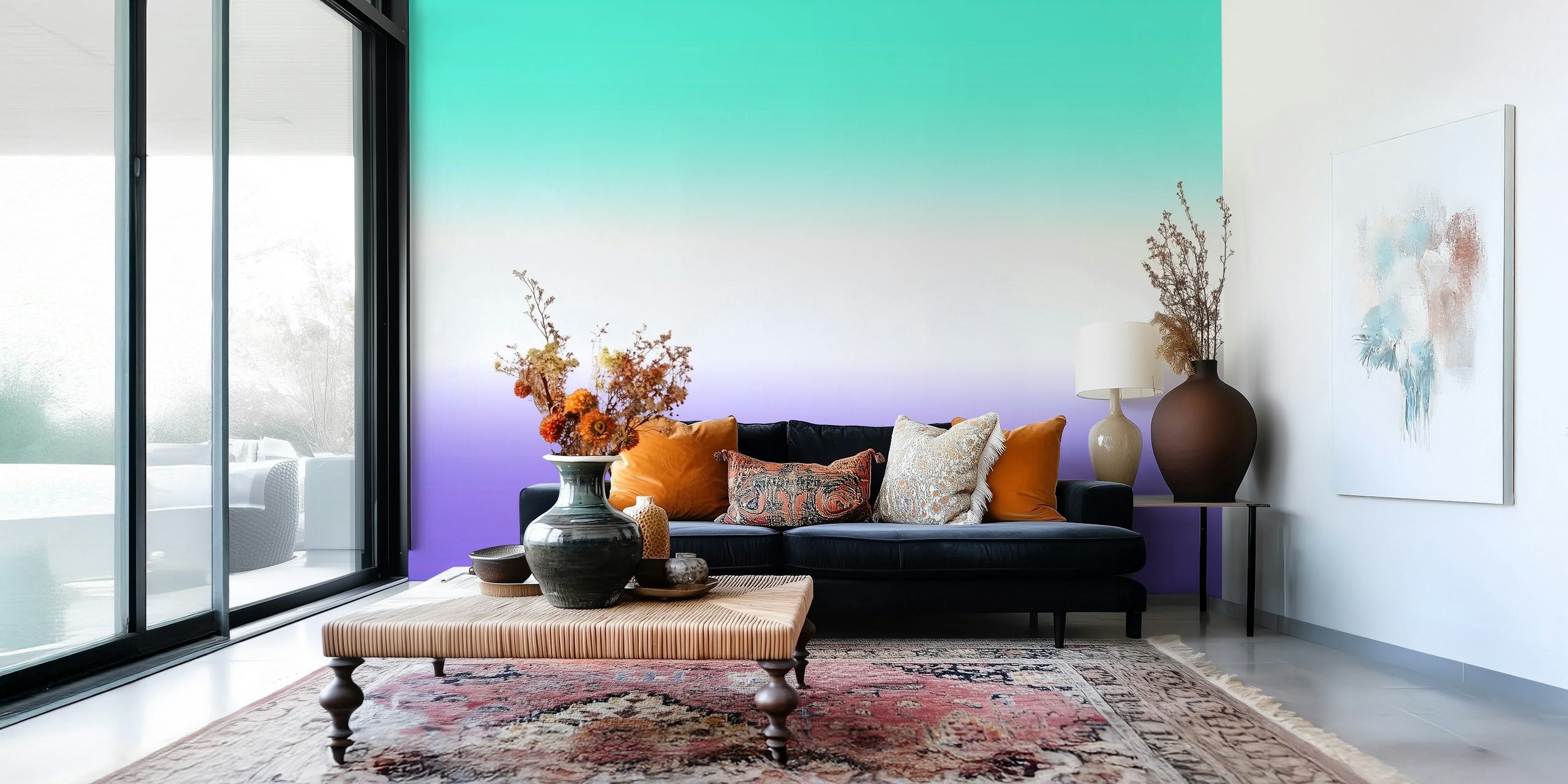 Carta da parati con sfumatura viola-blu acquamarina per uno spazio tranquillo ed elegante