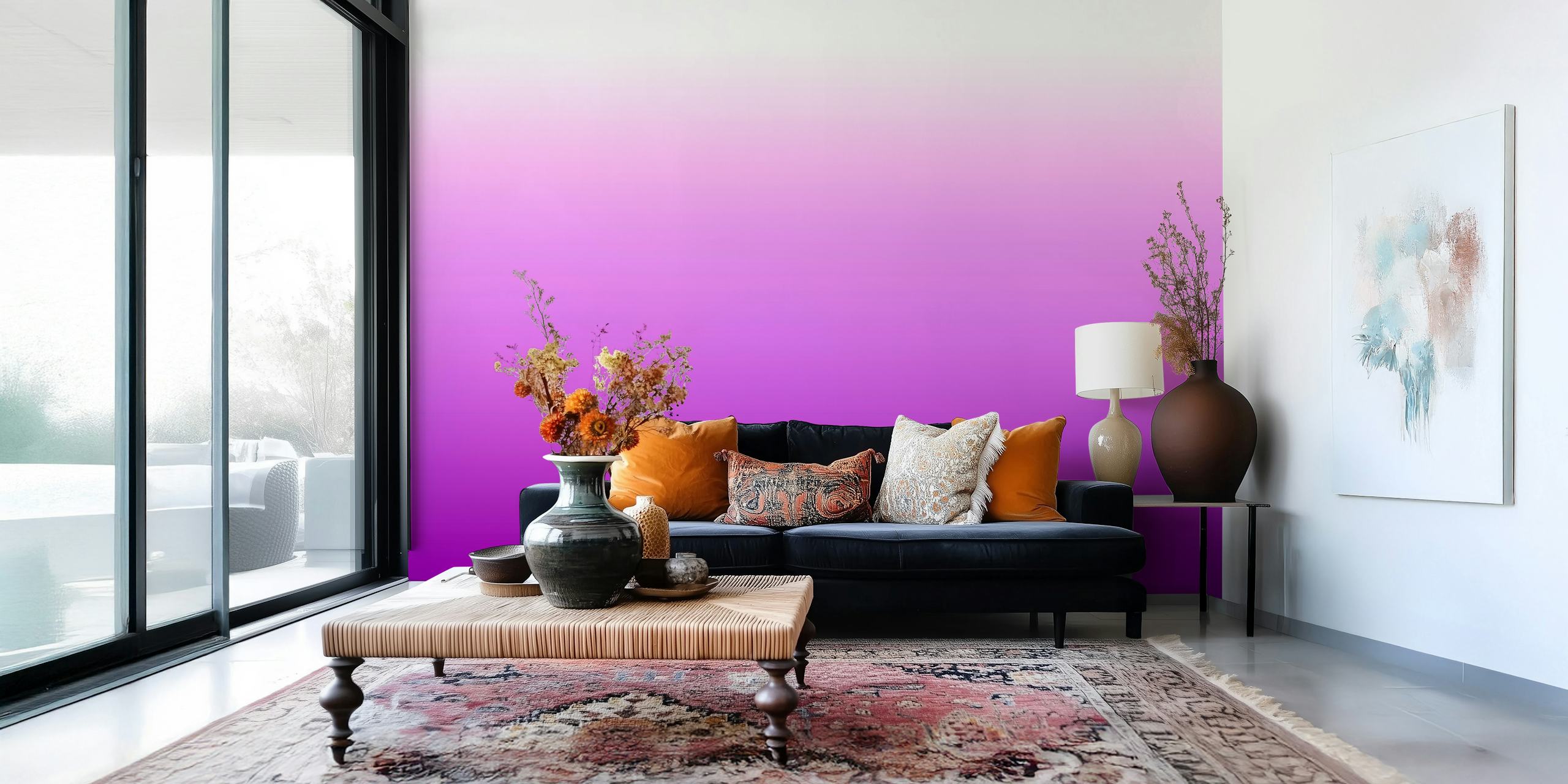 Decorazione murale con sfumature viola Patriarca con una transizione graduale dal viola intenso al rosa chiaro
