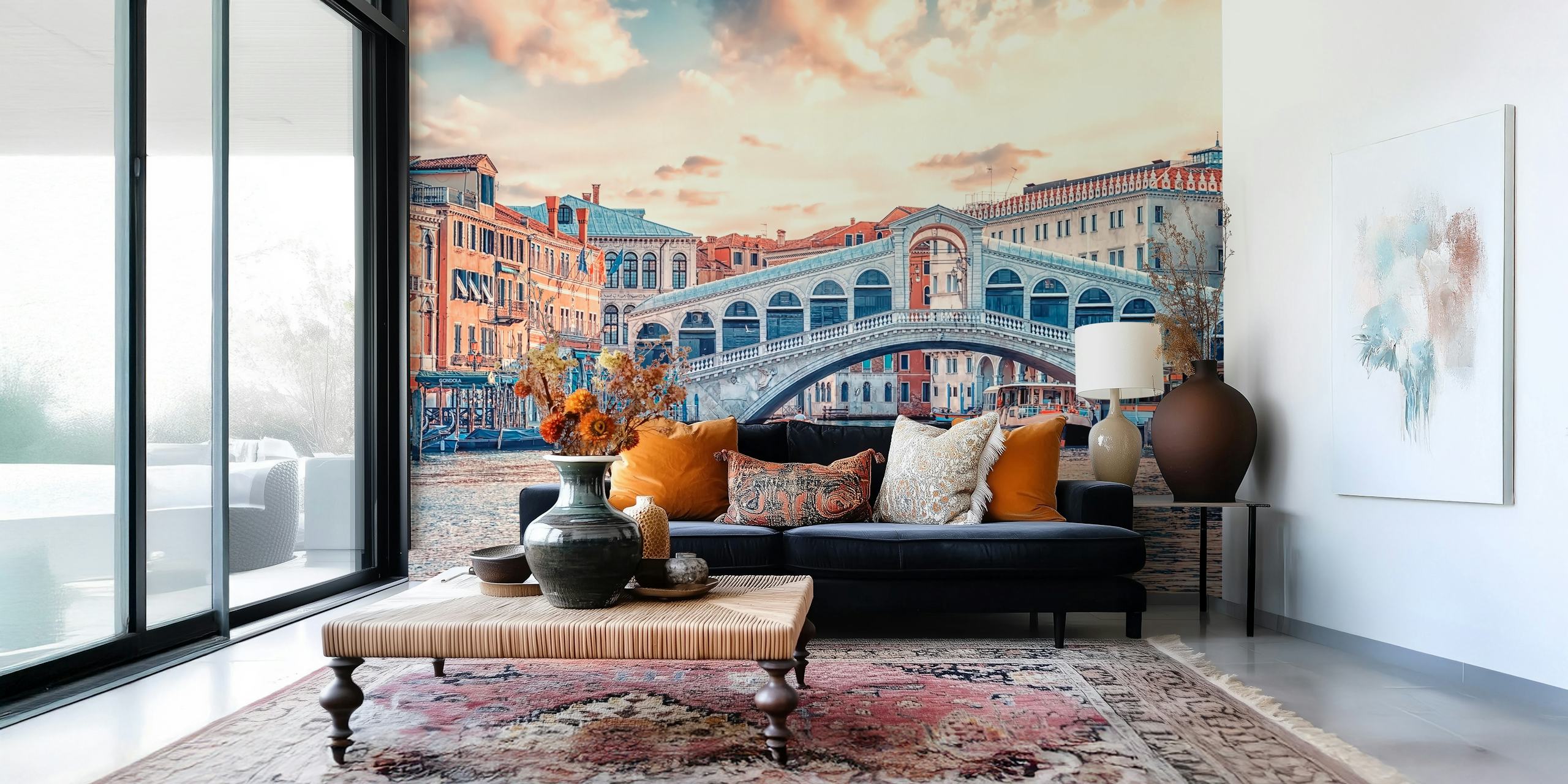 Ponte di Rialto wallpaper displayed in a room