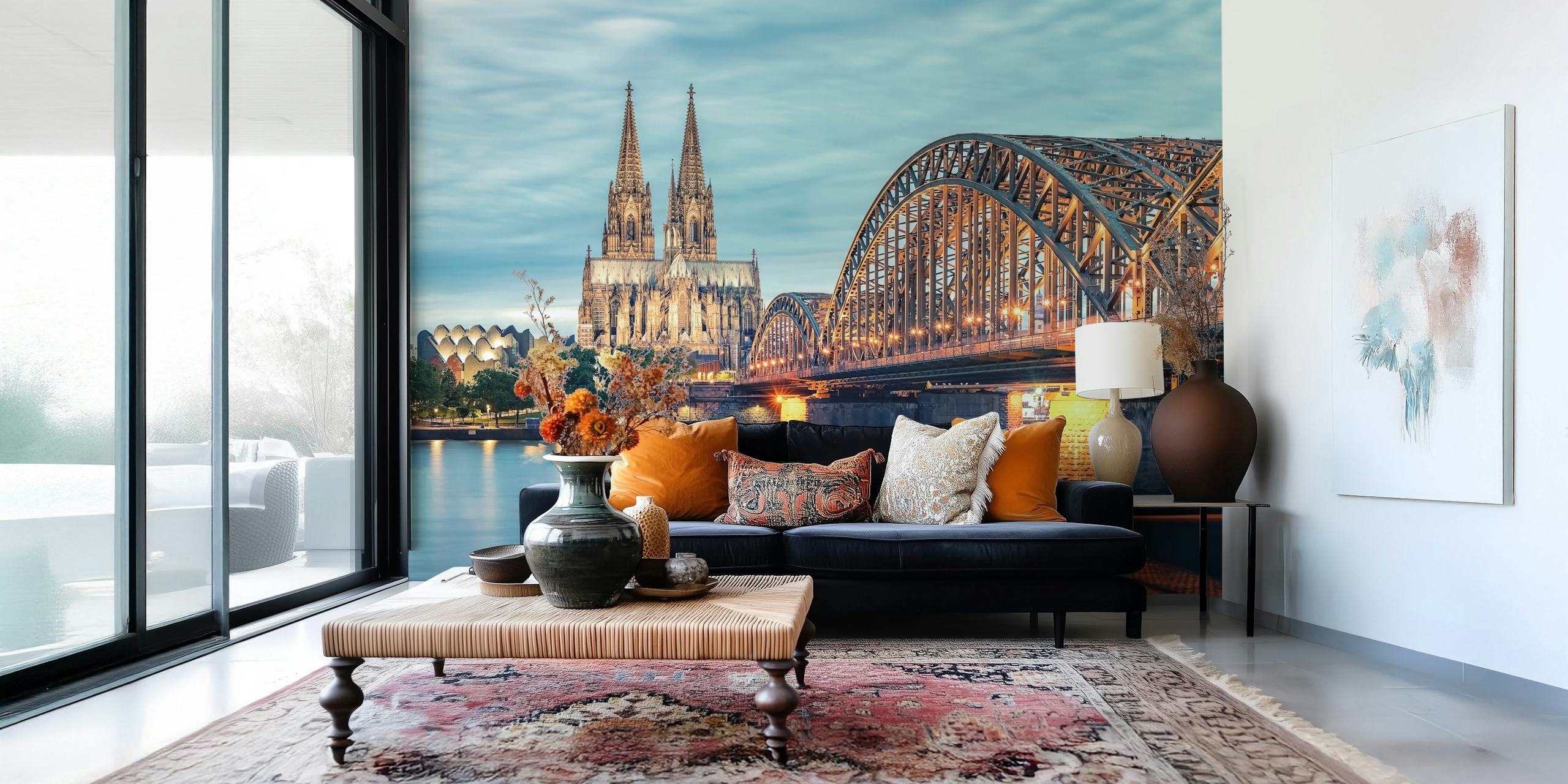 Cologne skyline wallpaper in a room
