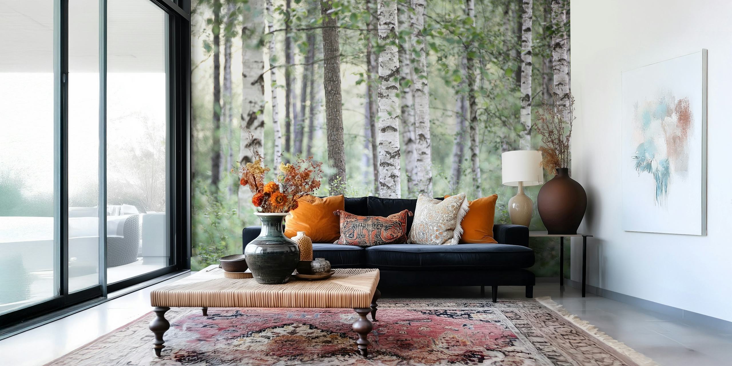 Birch Trees tapet i en stue
