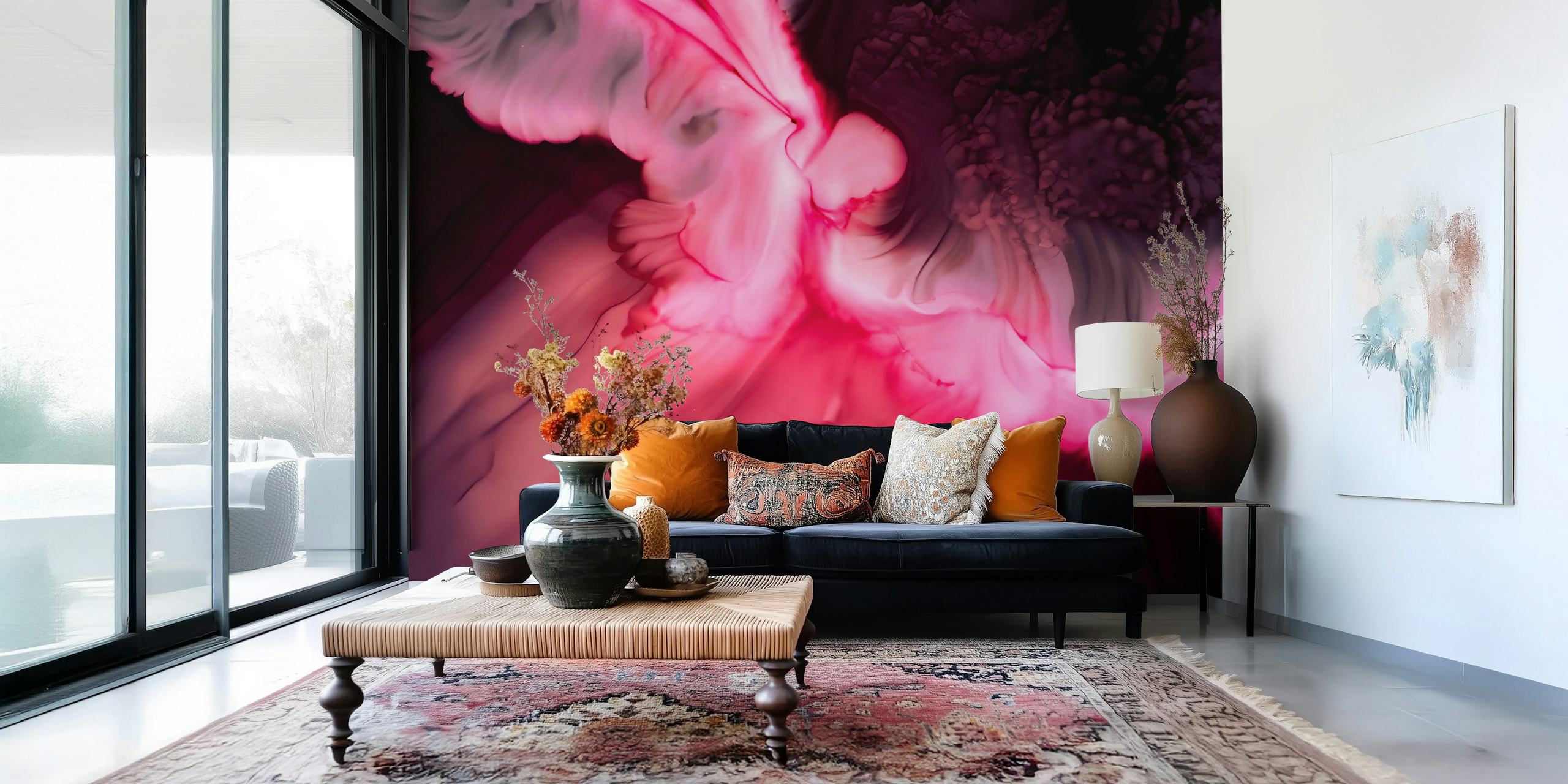 Carta da parati Pink ink abstract in un ambiente